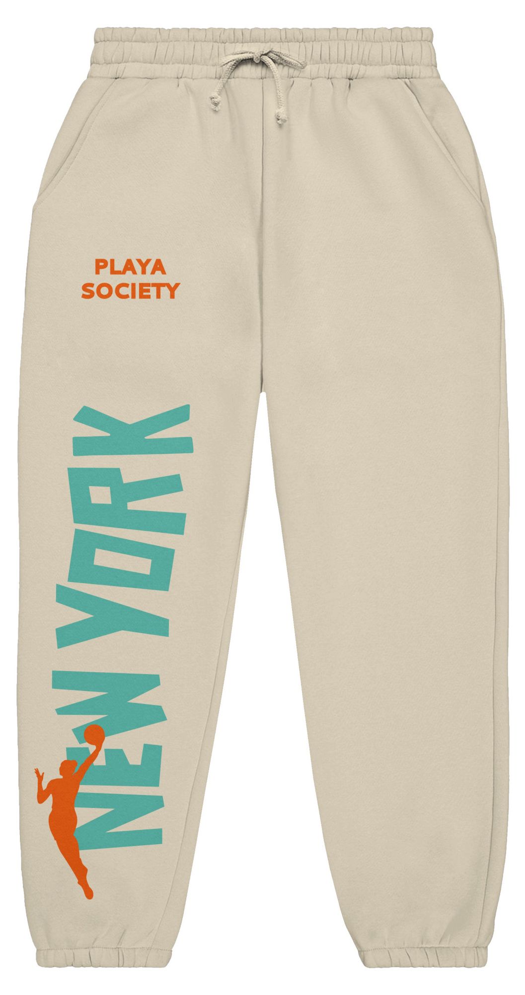 PLAYA SOCIETY Men's New York Liberty Off White Established Dated Wordmark Sweatpants