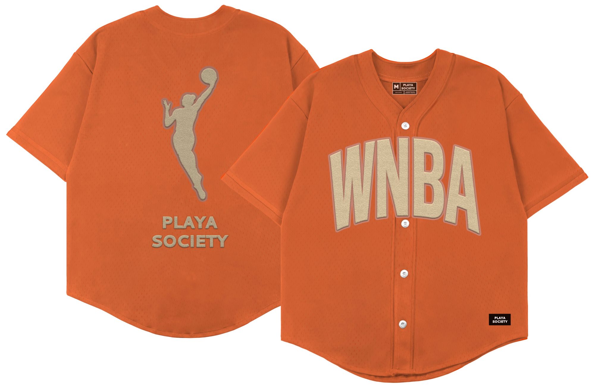 PLAYA SOCIETY Men's WNBA League Orange Wordmark Baseball Jersey