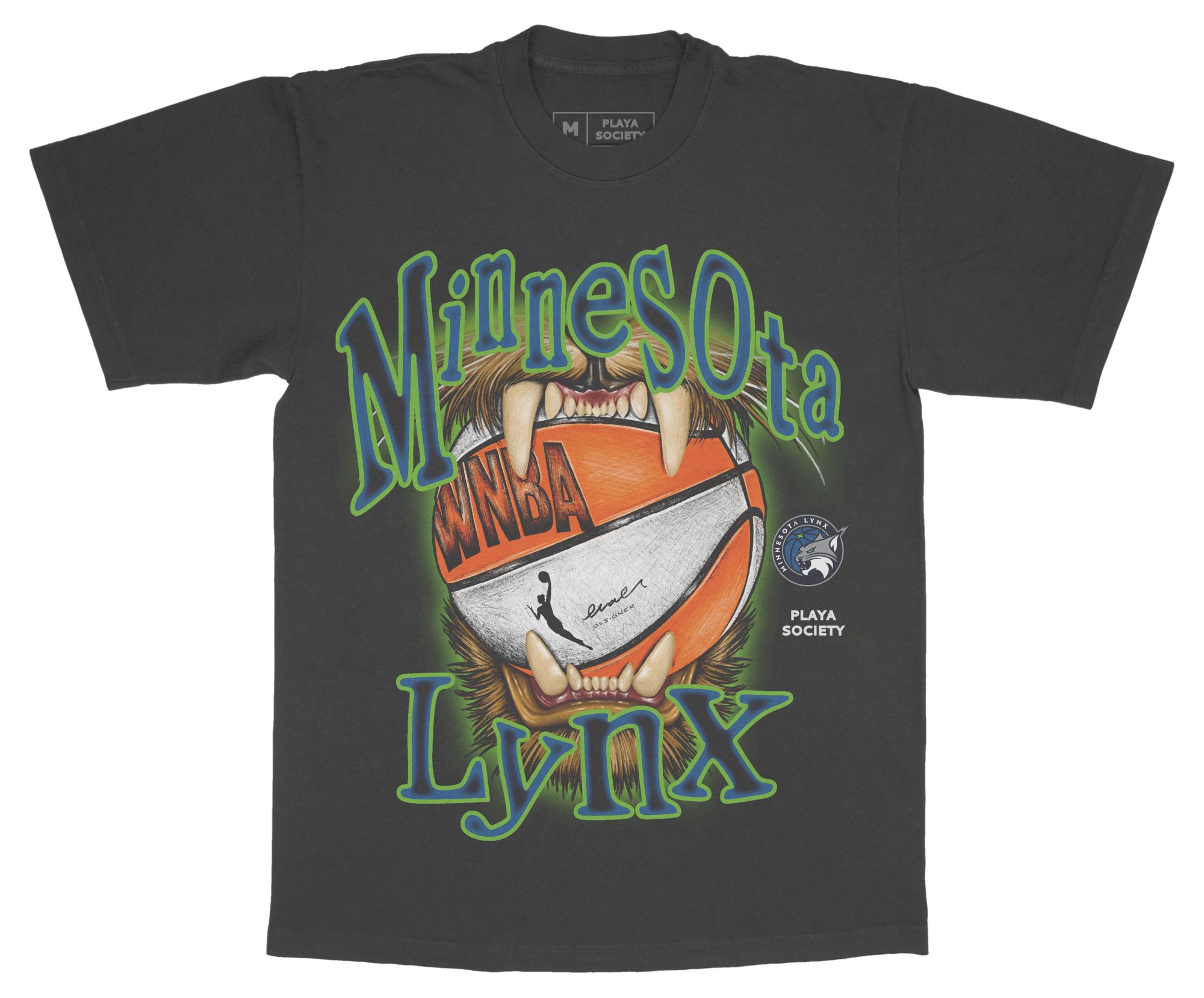 PLAYA SOCIETY Men's Minnesota Lynx Black Original Sketch Graphic T-Shirt
