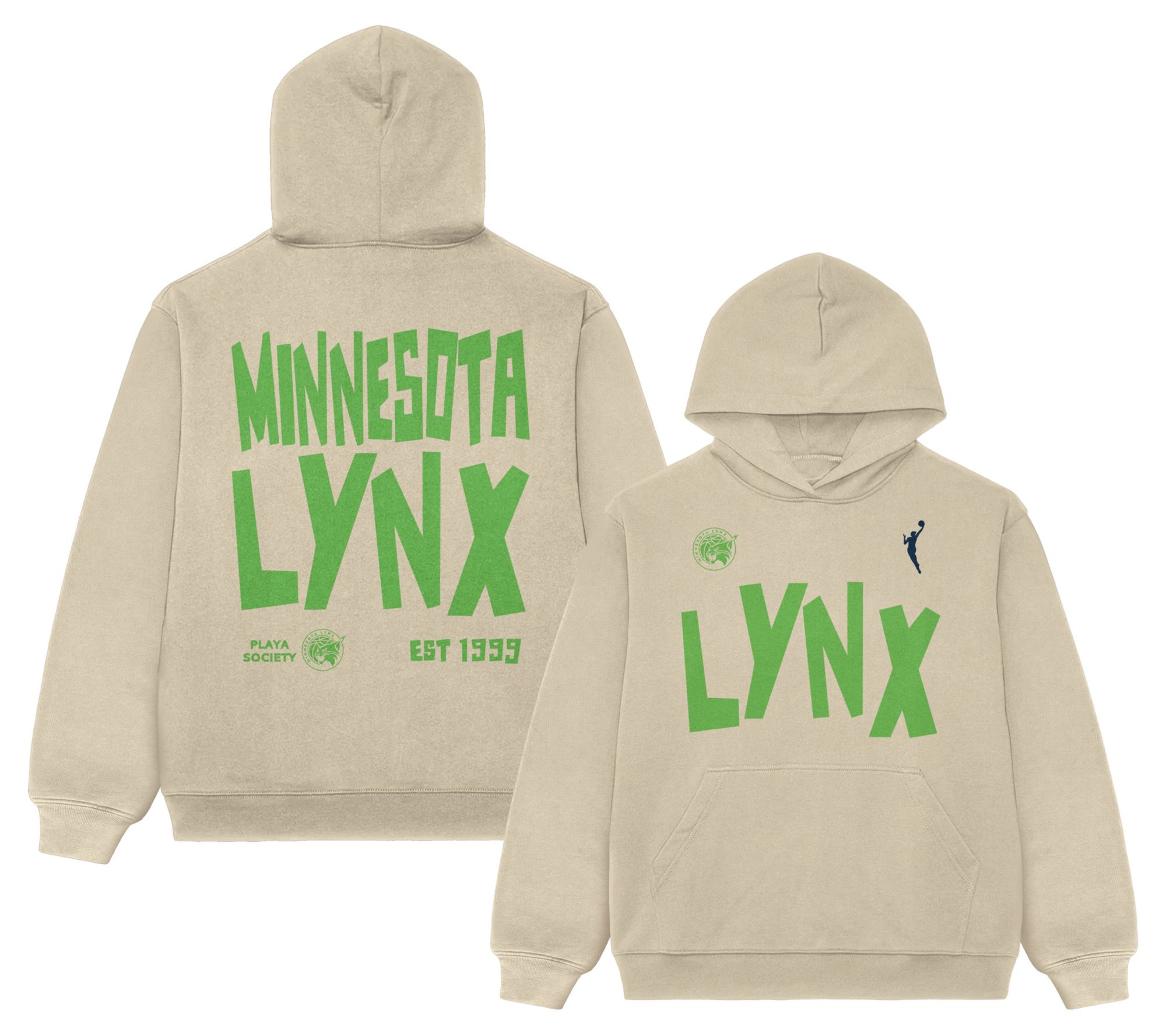 PLAYA SOCIETY Men's Minnesota Lynx Off White Established Date Wordmark Hoodie