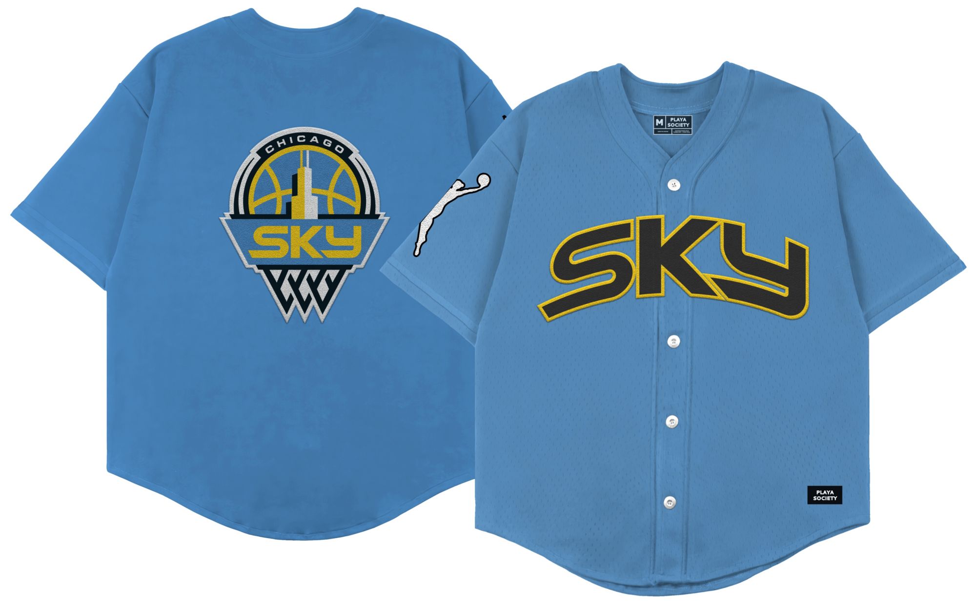 PLAYA SOCIETY Men's Chicago Sky Blue Wordmark Baseball Jersey
