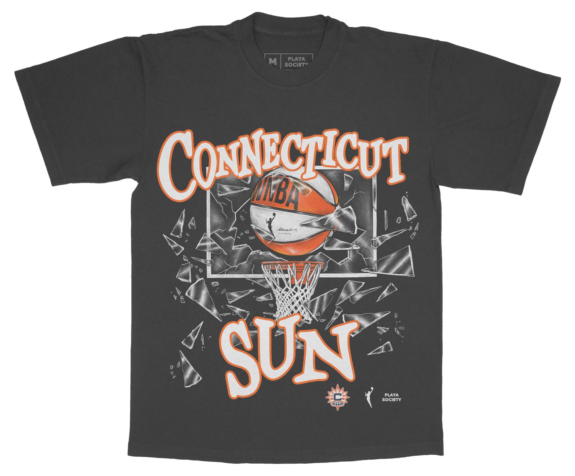 PLAYA SOCIETY Men's Connecticut Sun Black Shattered Glass Graphic T-Shirt