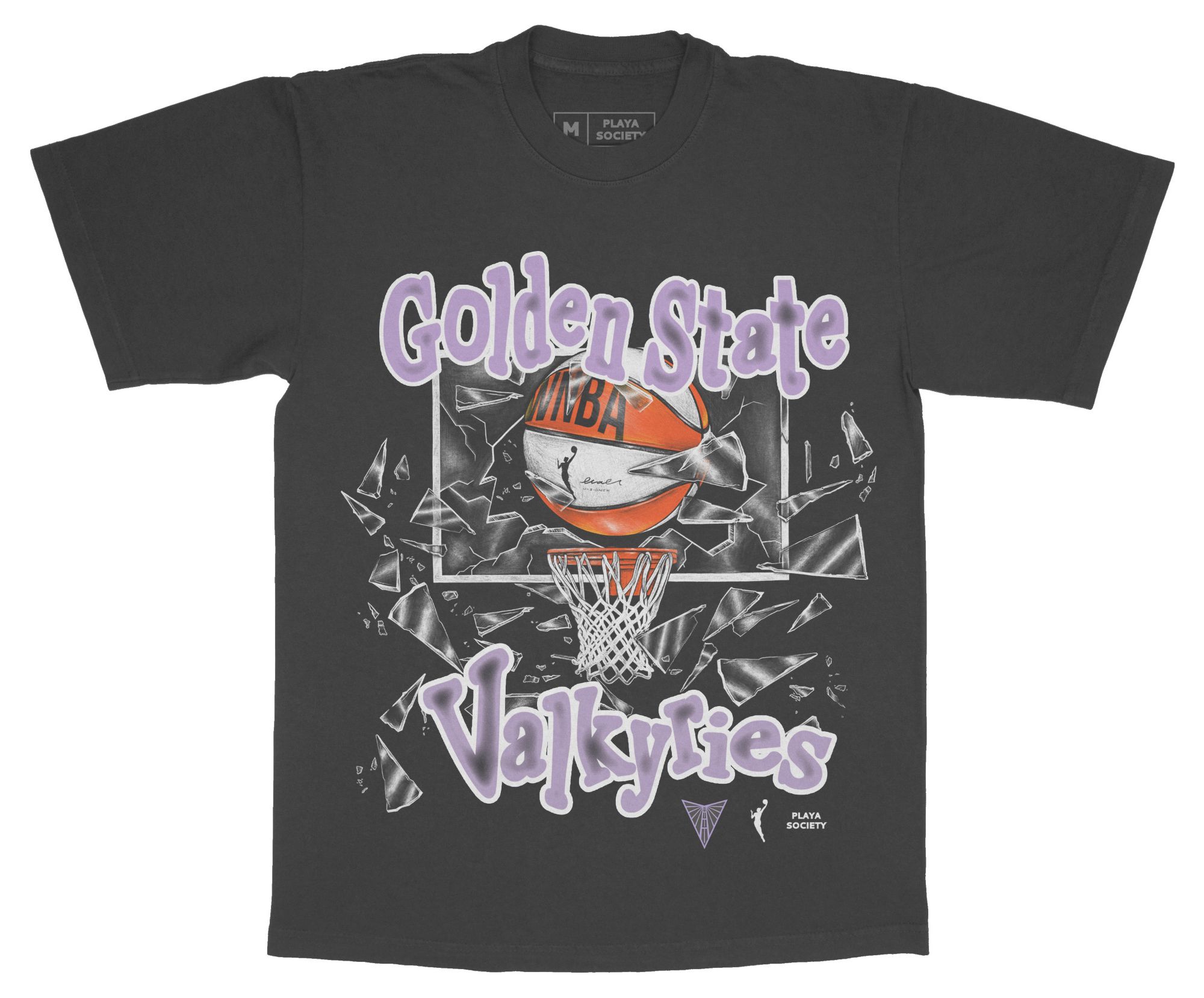 PLAYA SOCIETY Men's Golden State Valkyries Black Shattered Glass Graphic T-Shirt