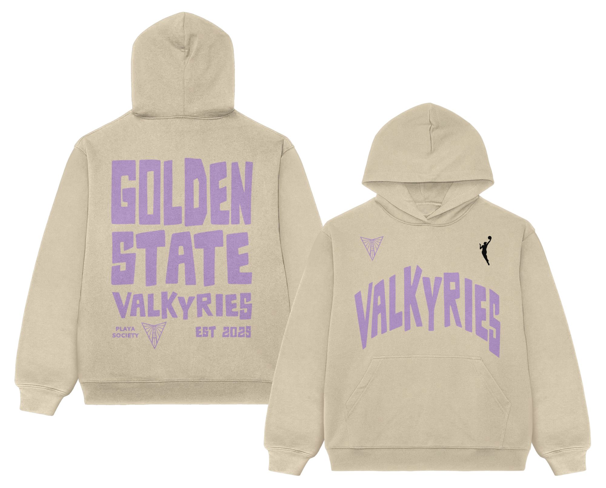 PLAYA SOCIETY Men's Golden State Valkyries Off White Established Date Wordmark Hoodie