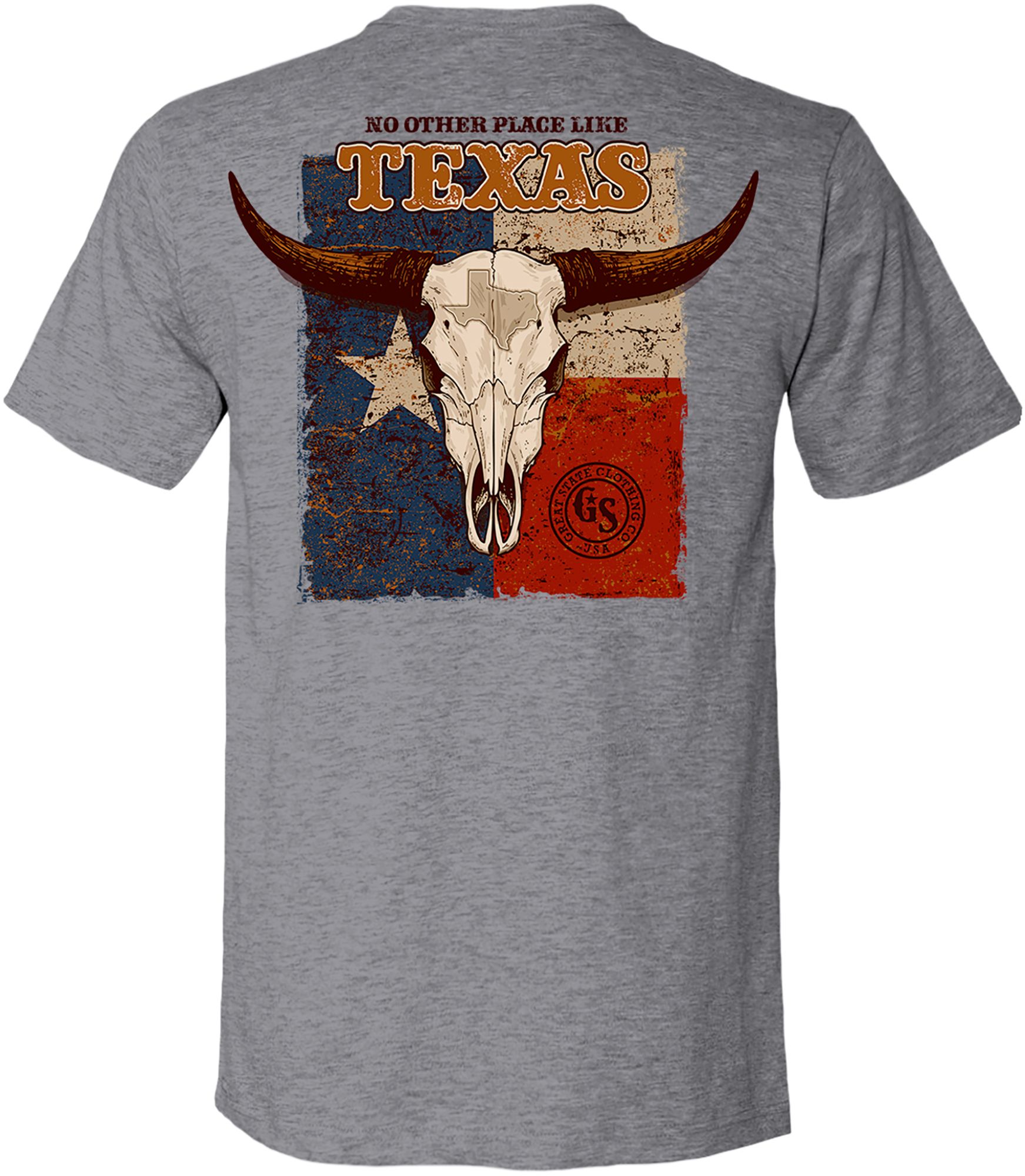 Great State Men's Grunge Skull On Flag Tee