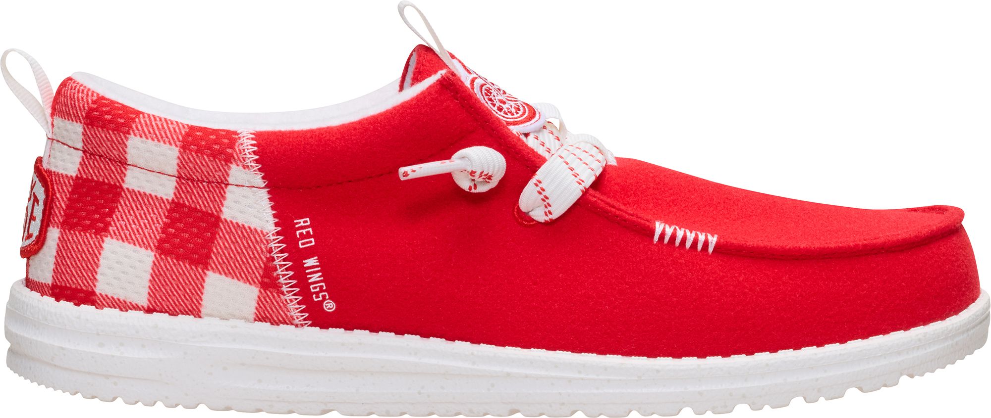 Hey Dude Men's Wally Funk NHL Detroit Red Wings Plaid Shoes