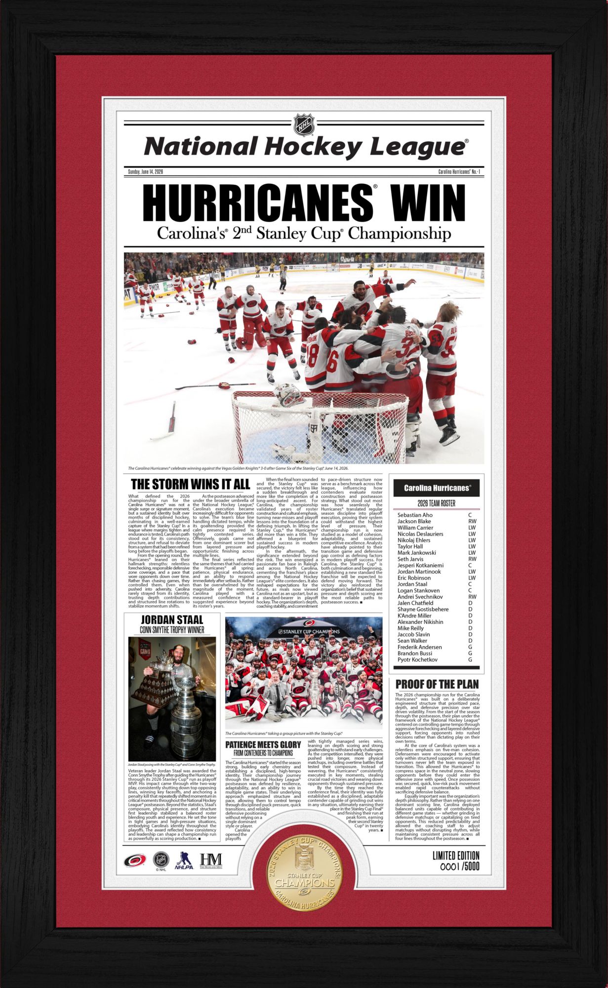 Highland Mint Carolina Hurricanes 2026 Stanley Cup Champions News Coin