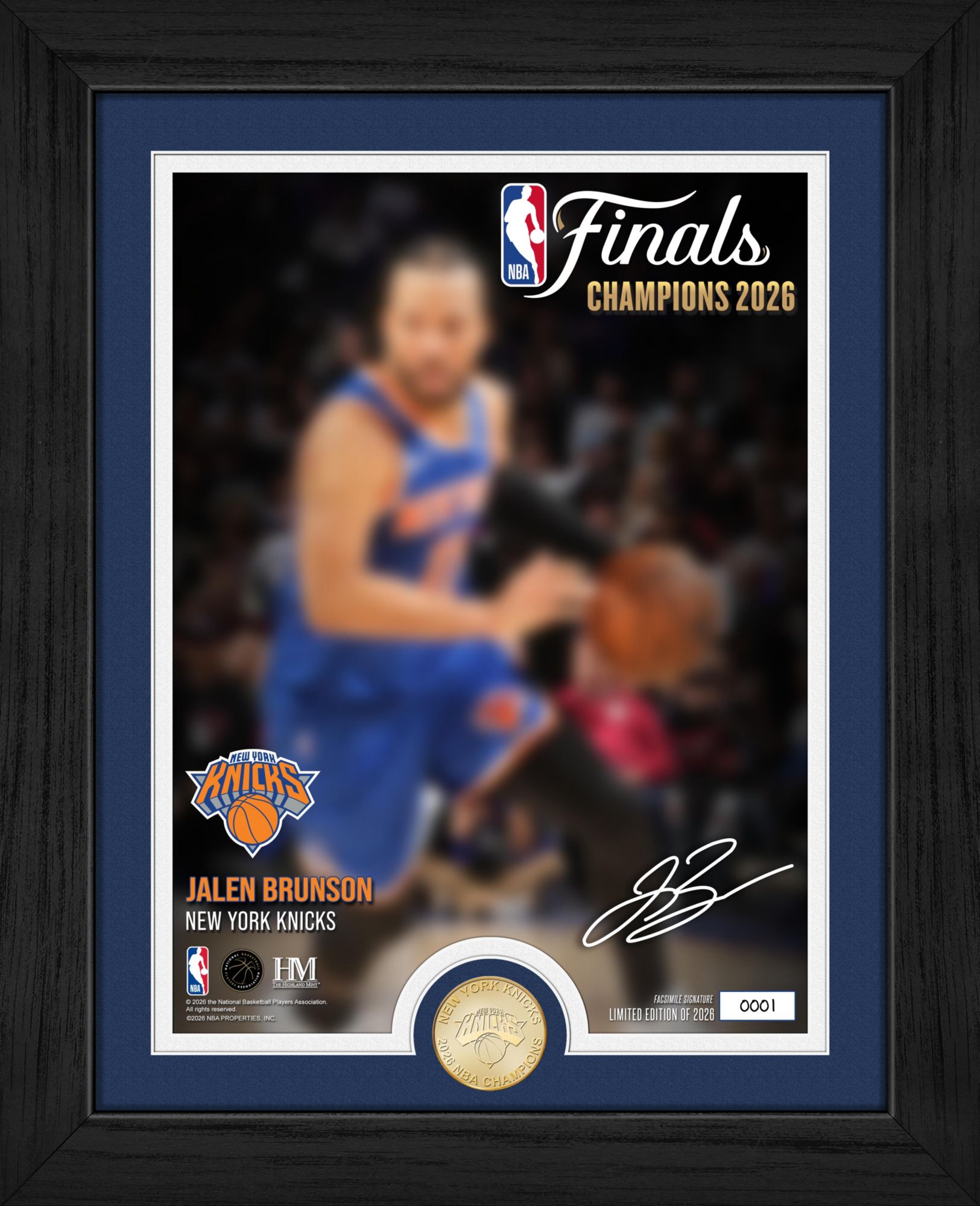 Highland Mint 2026 NBA Champions New York Knicks Trophy Frame