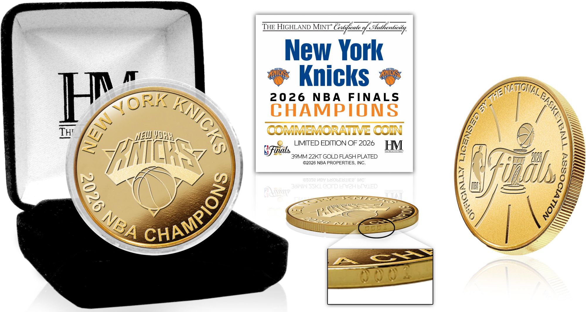 Highland Mint 2026 NBA Champions New York Knicks Gold Coin