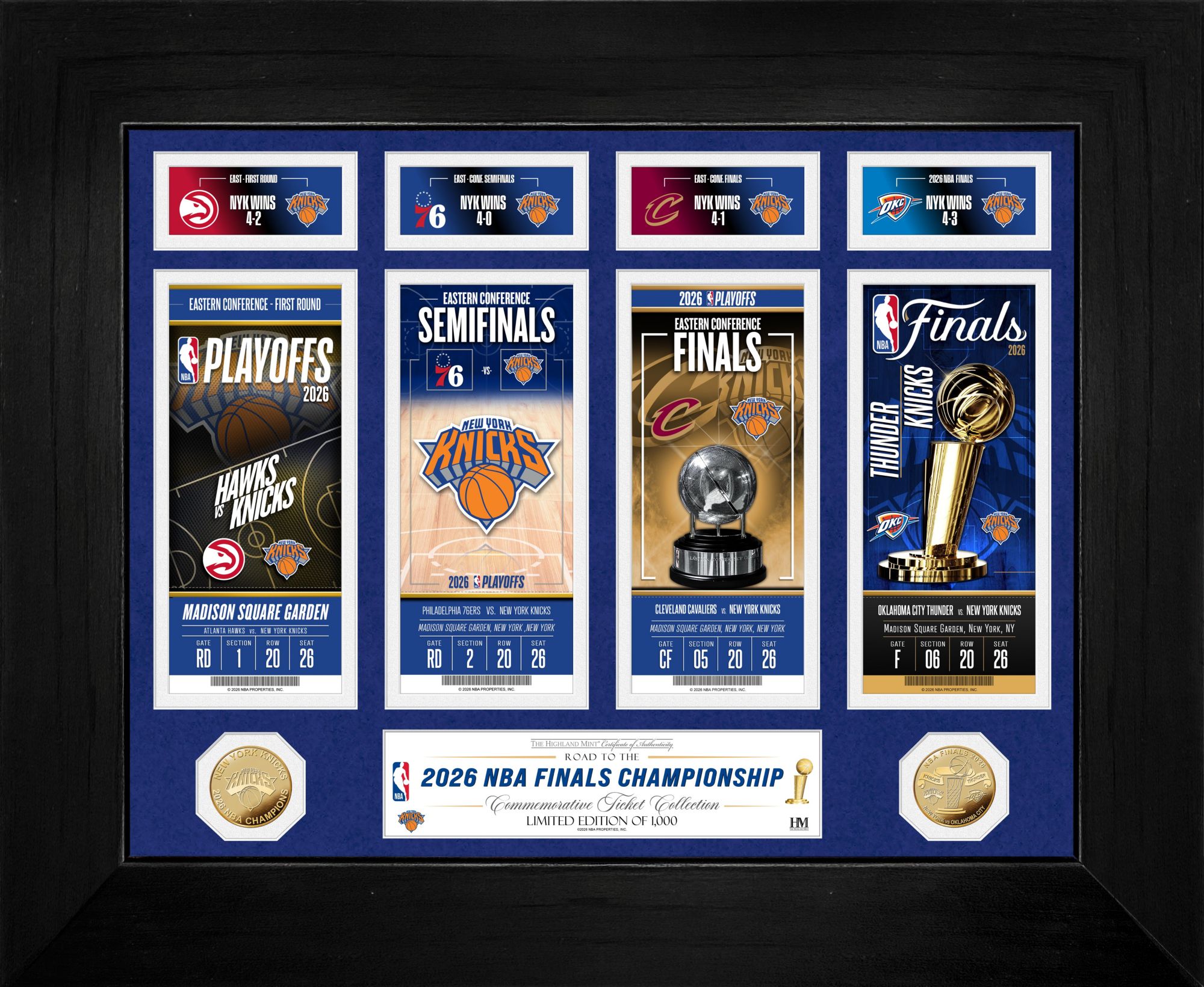 Highland Mint 2026 NBA Champions New York Knicks Deluxe Gold Coin Ticket Collection