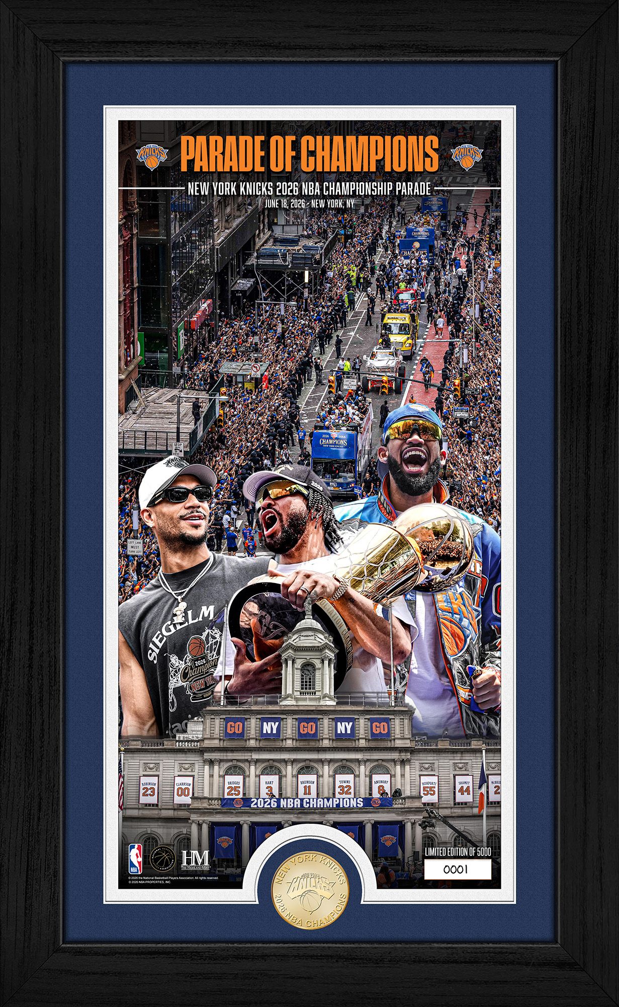 Highland Mint 2026 NBA Champions New York Knicks Parade Frame