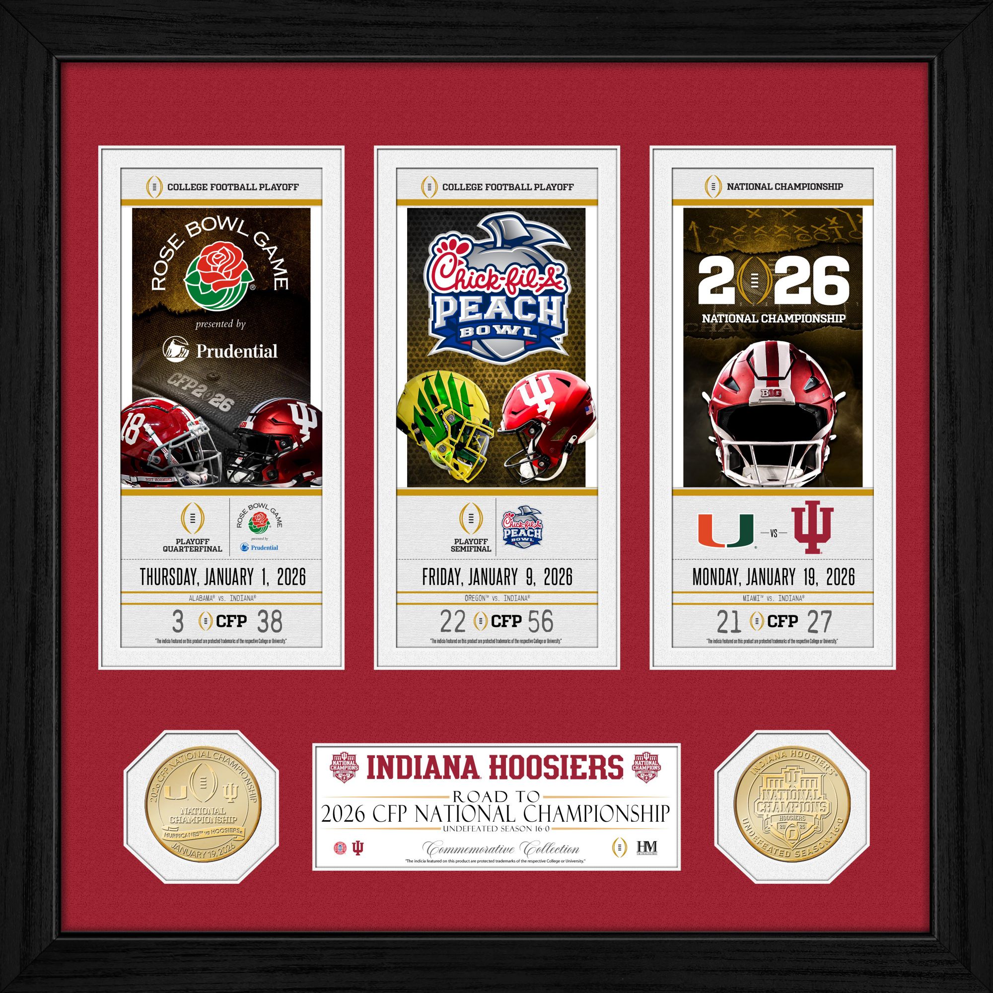 Highland Mint Indiana Hoosiers 2025-26 CFP National Champions Road to the Championship Photo and Coin Frame