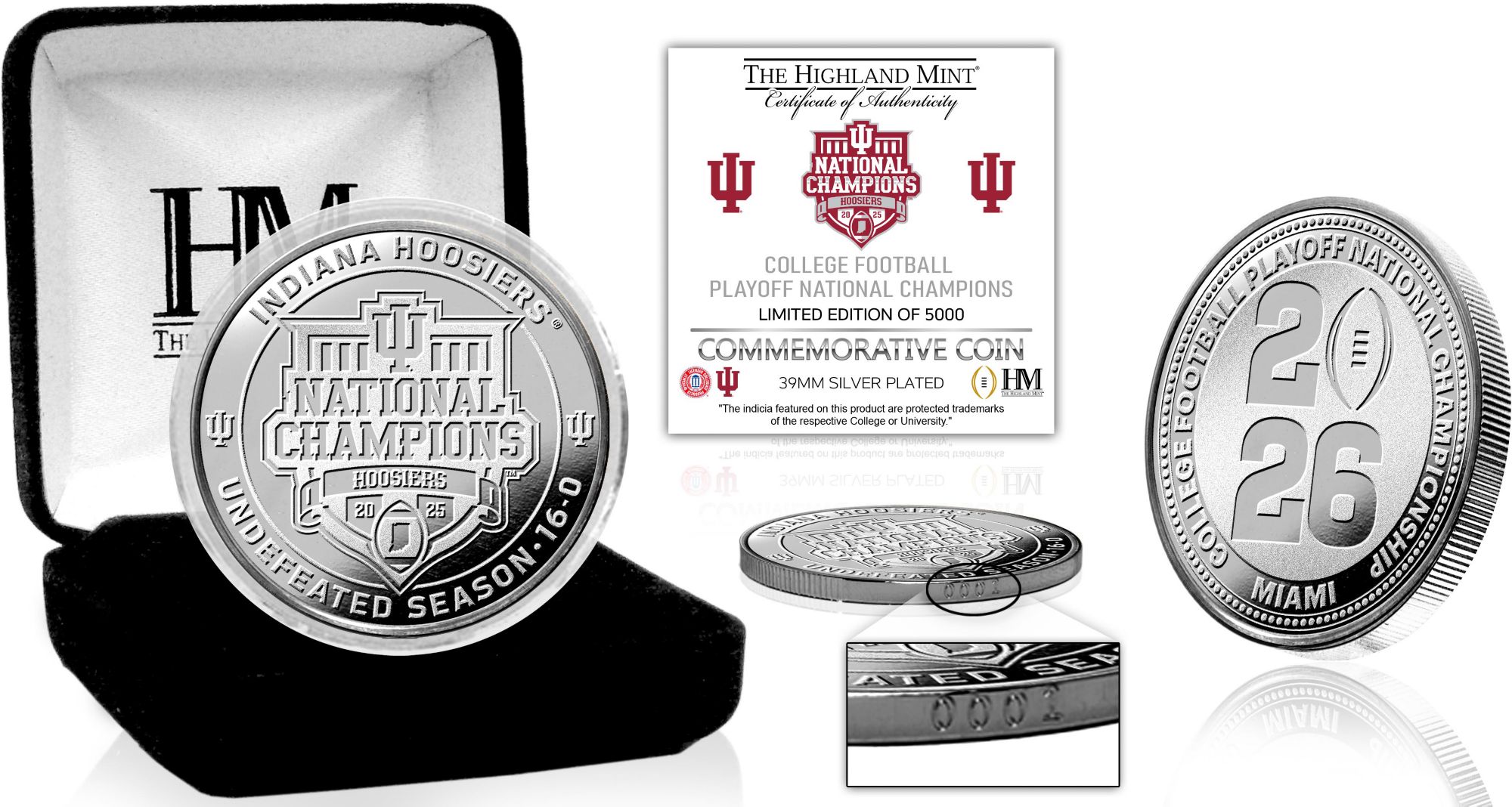 Highland Mint Indiana Hoosiers 2025-26 CFP National Champions Silver Coin