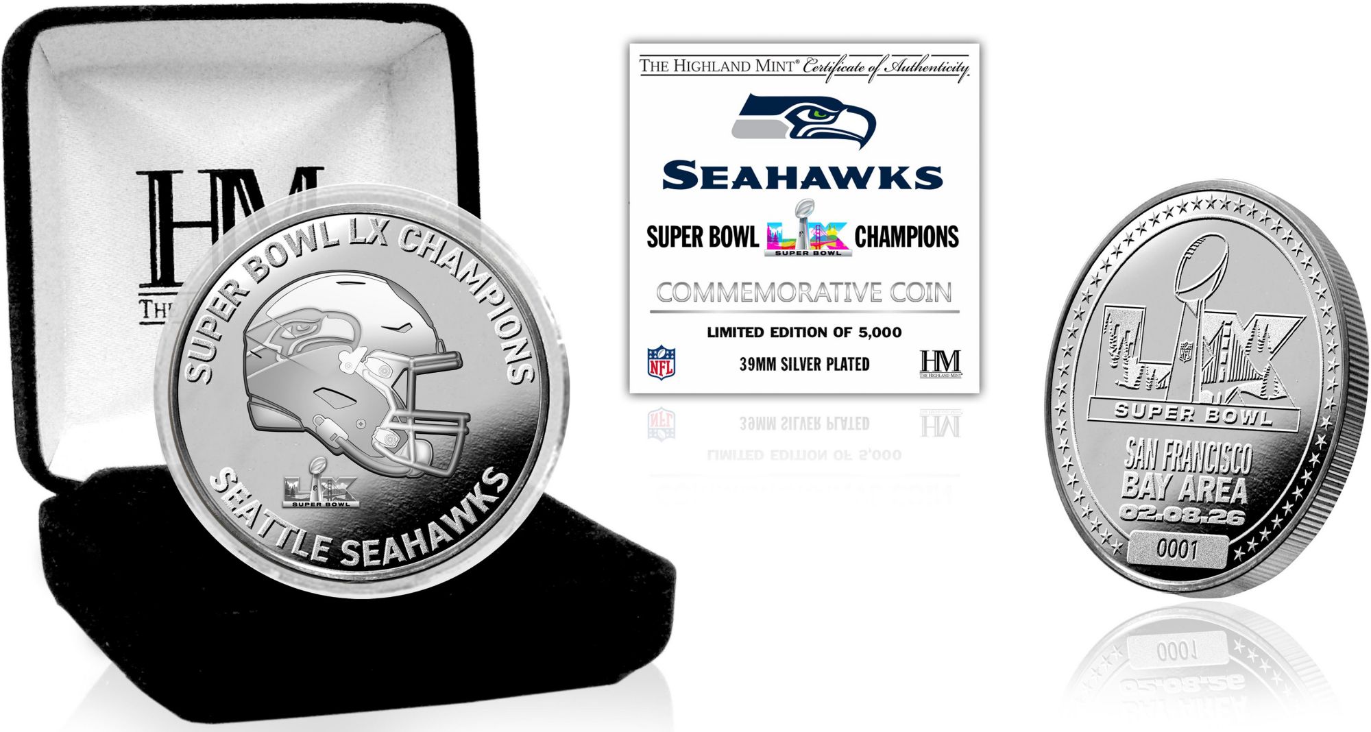 Highland Mint 2025-26 Super Bowl LX Champions Seattle Seahawks Silver Plated Coin