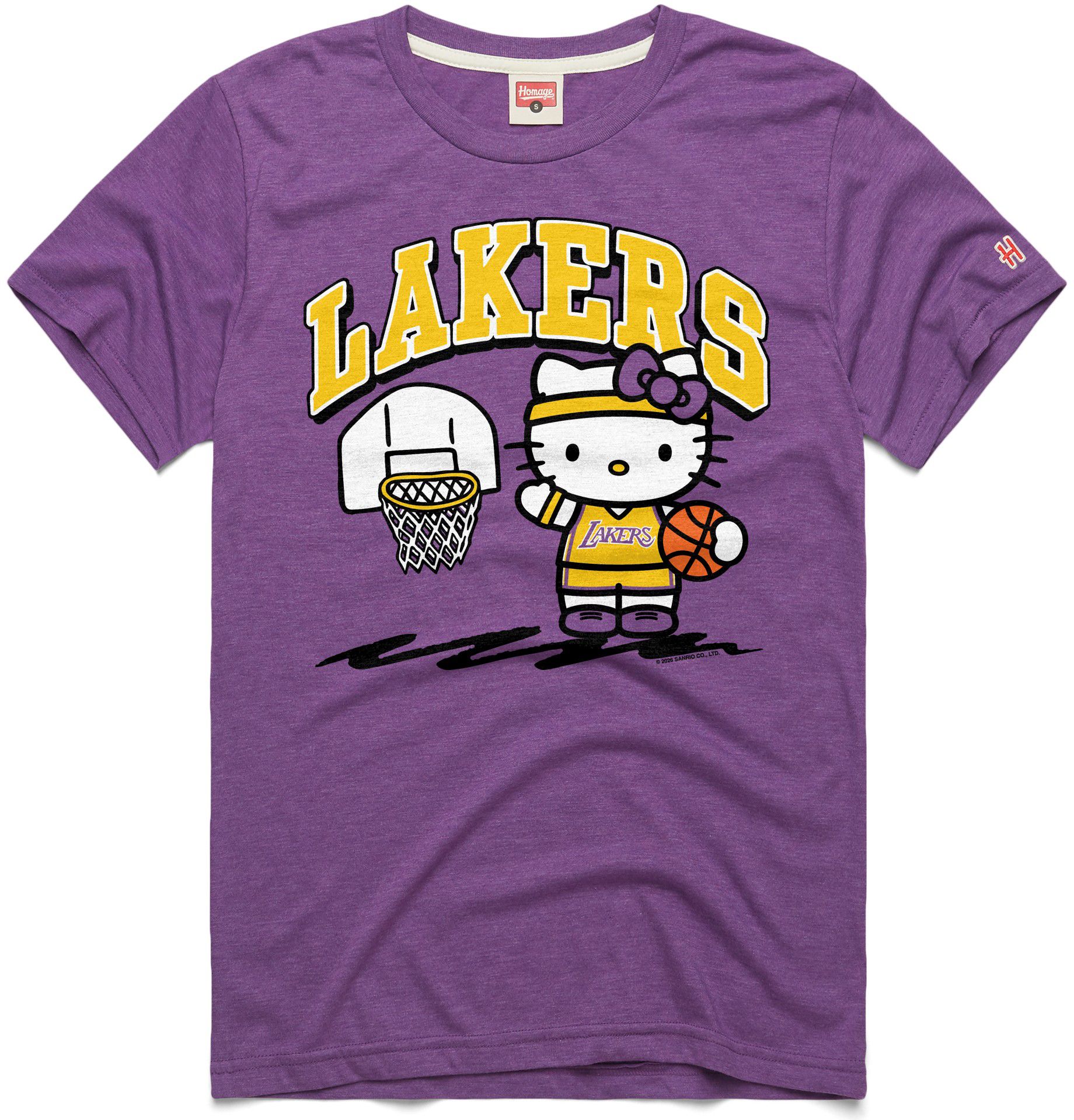 HOMAGE Adult Los Angeles Lakers Hello Kitty Graphic T-Shirt