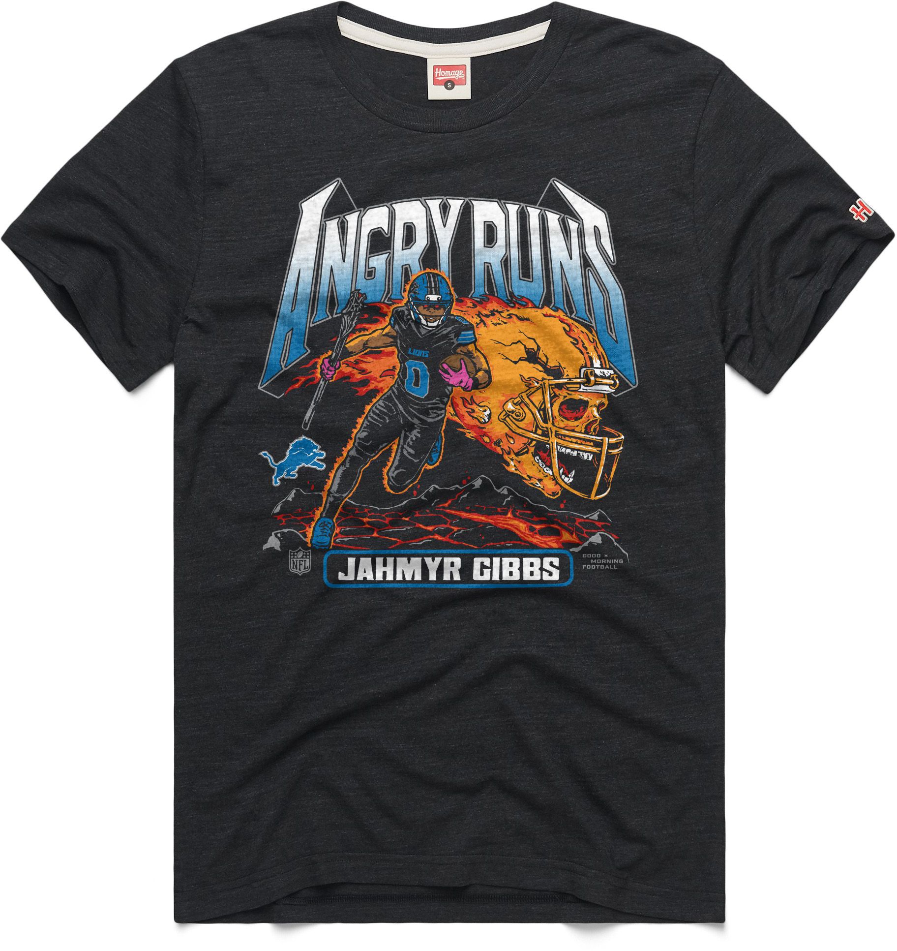 HOMAGE Men's Detroit Lions Angry Runs T-Shirt