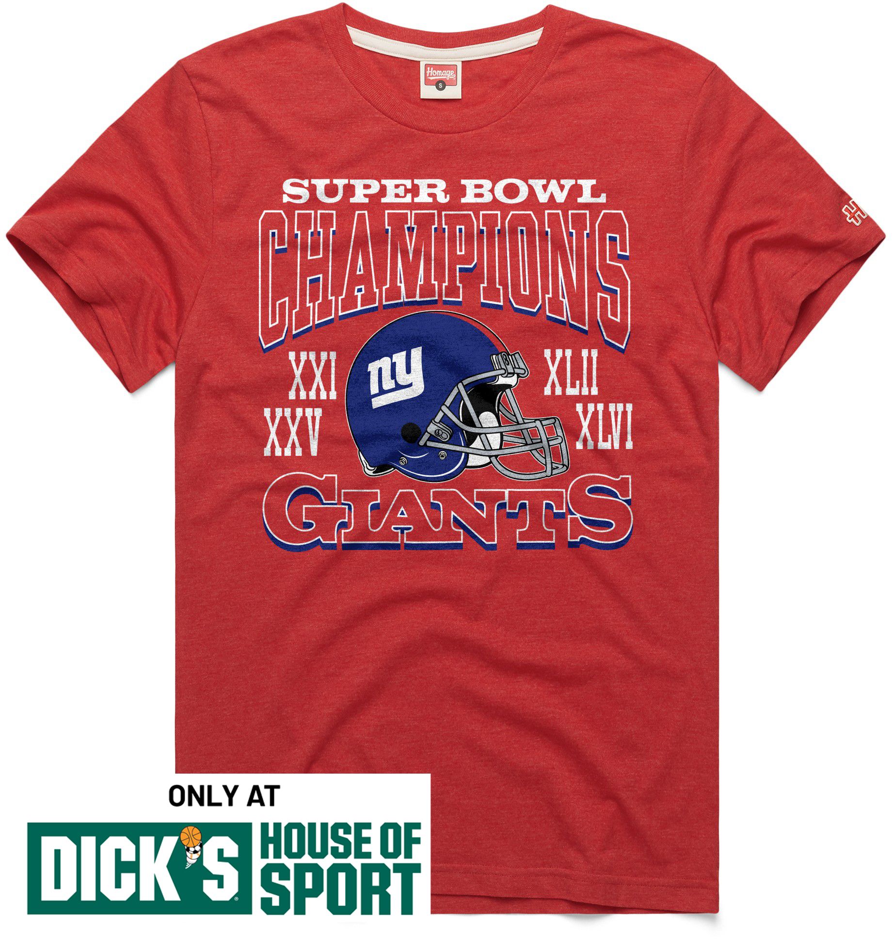 HOMAGE Men's New York Giants 4 Times Superbowl Champs T-Shirt