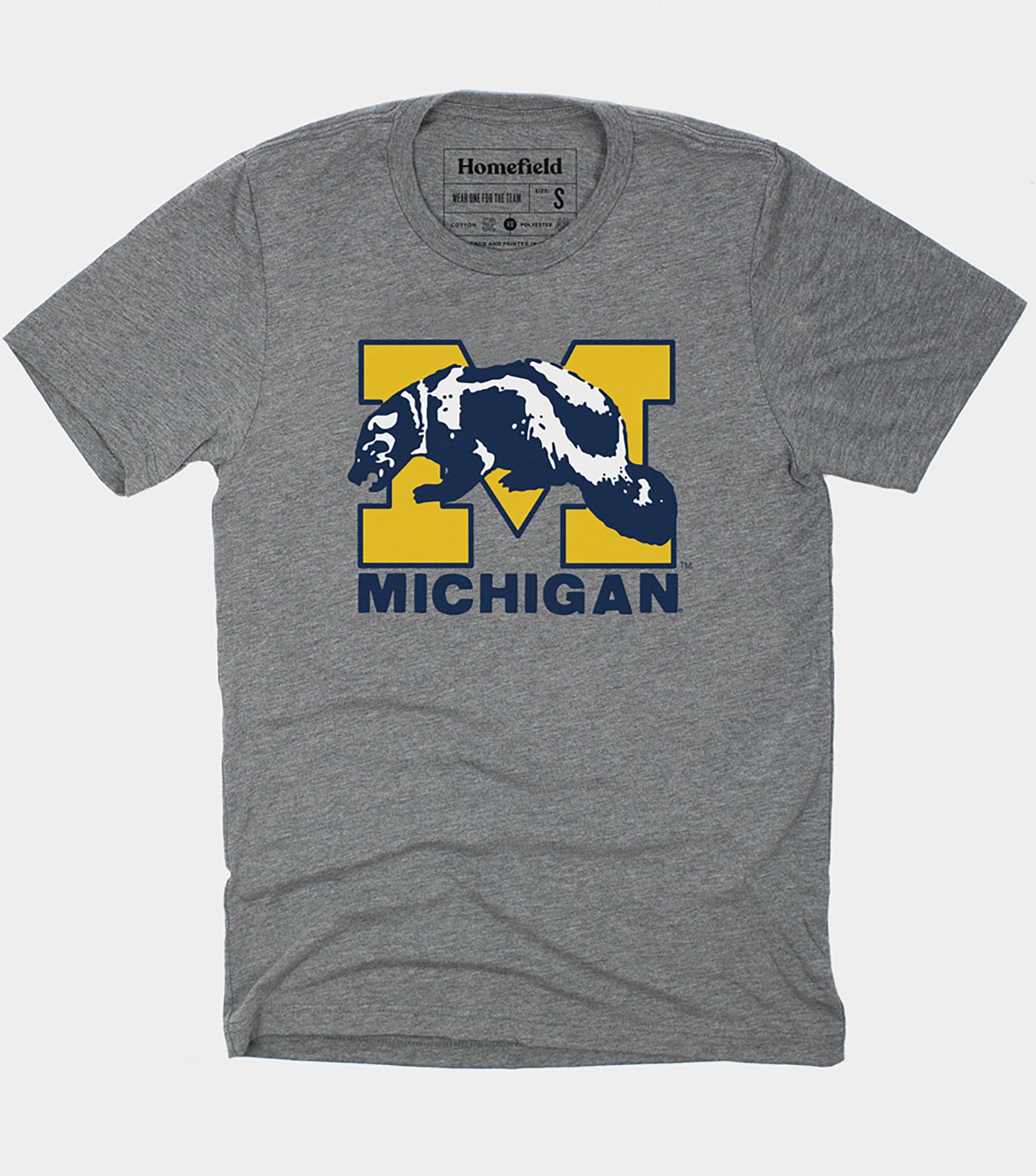 Homefield Men's Michigan Wolverines Grey Mascot Block T-Shirt