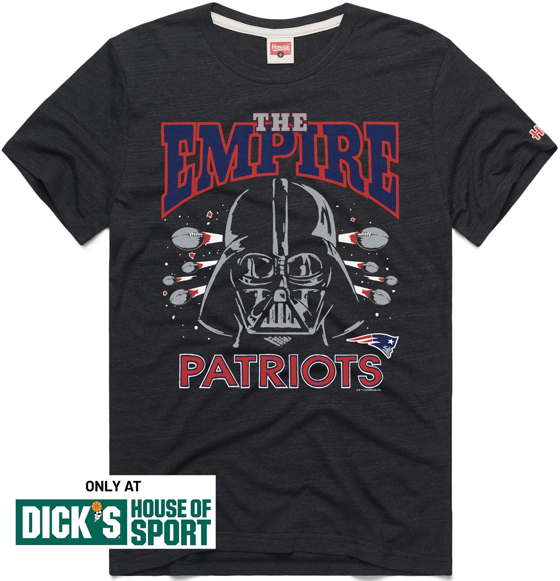 HOMAGE Men's Star Wars x New England Patriots Charcoal Dark Side T-Shirt