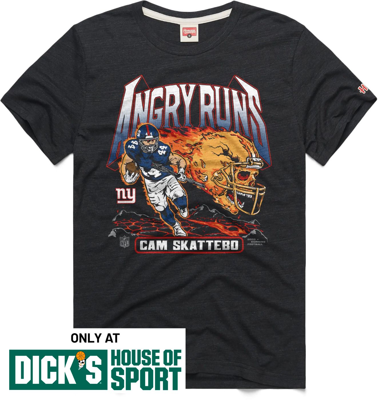 HOMAGE Men's New York Giants Charcoal Angry Runs T-Shirt