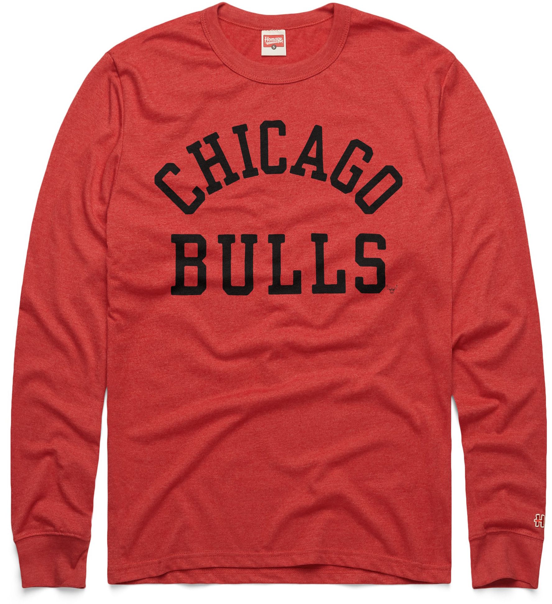 HOMAGE Men's Chicago Bulls Red Classic Wordmark Long Sleeve Shirt