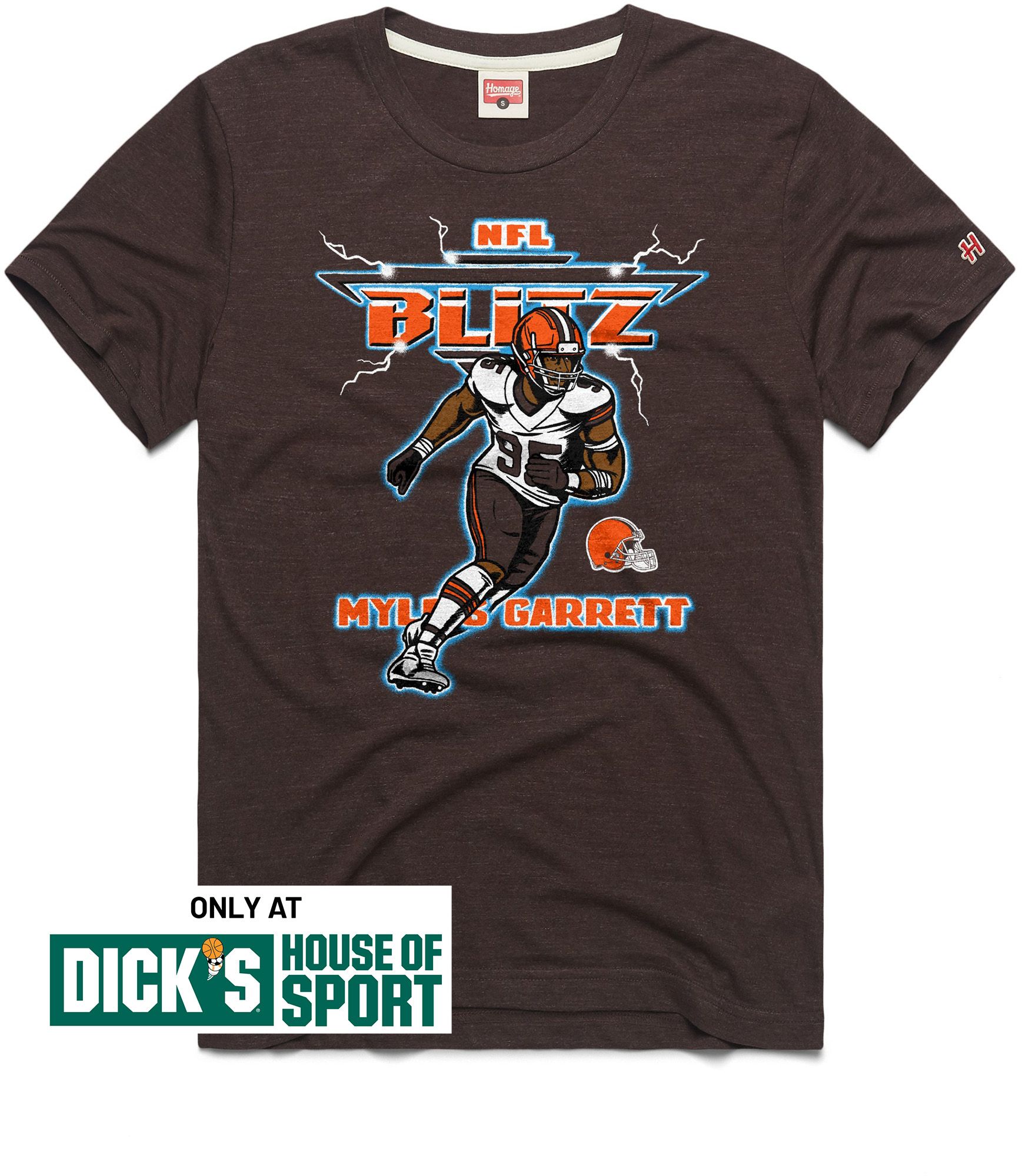 HOMAGE Men's Cleveland Browns Brown Myles Garrett Blitz T-Shirt