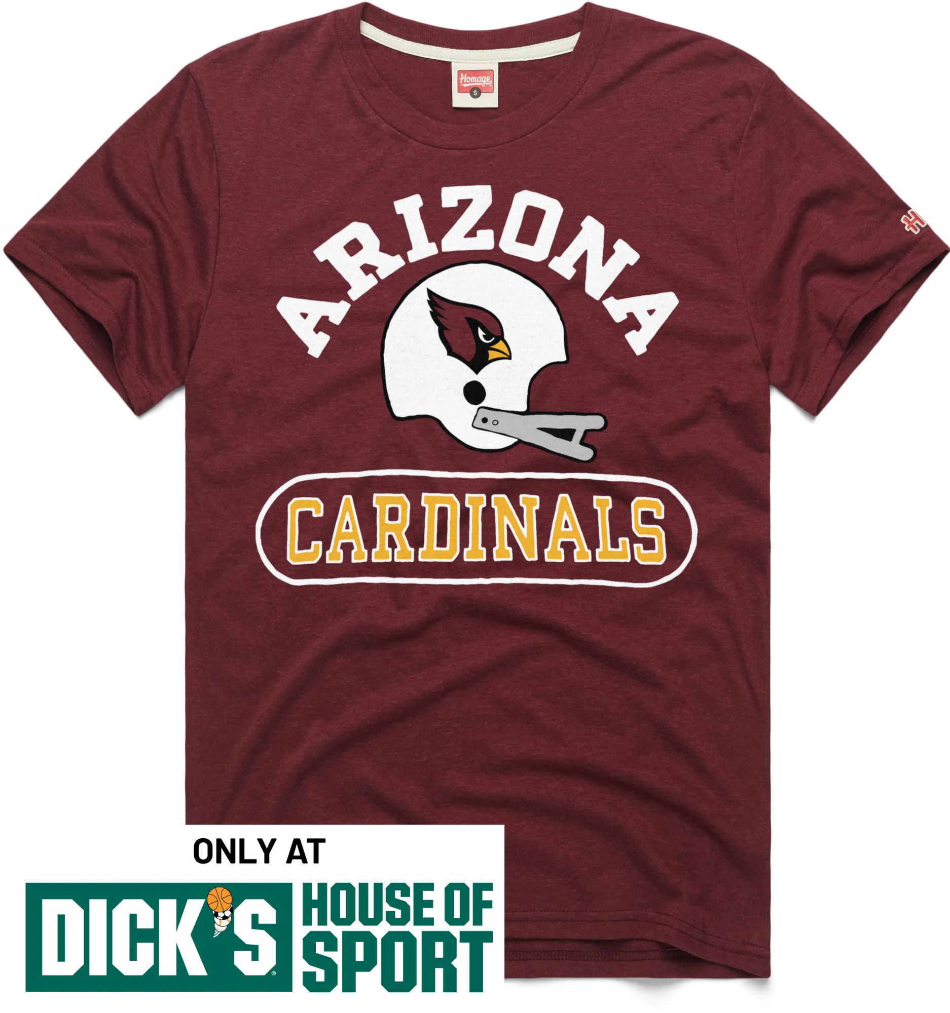 HOMAGE Men's Arizona Cardinals Wine Throwback Helmet T-Shirt