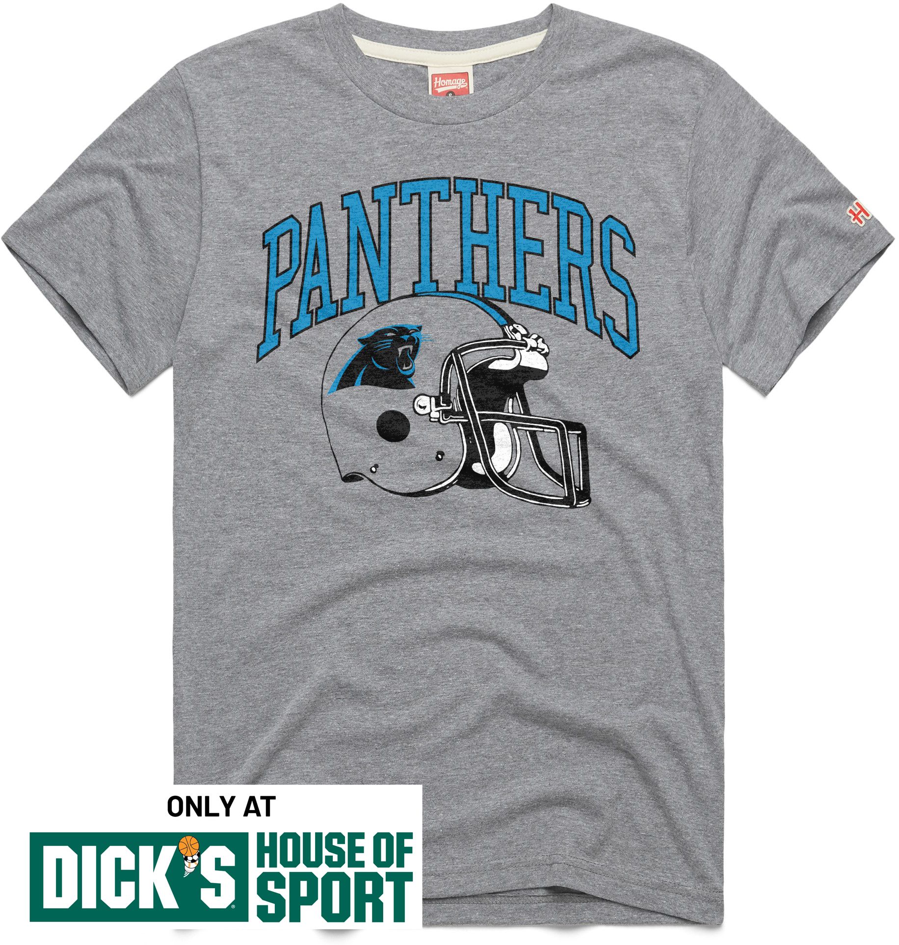 HOMAGE Men's Carolina Panthers Grey Arch Helmet T-Shirt