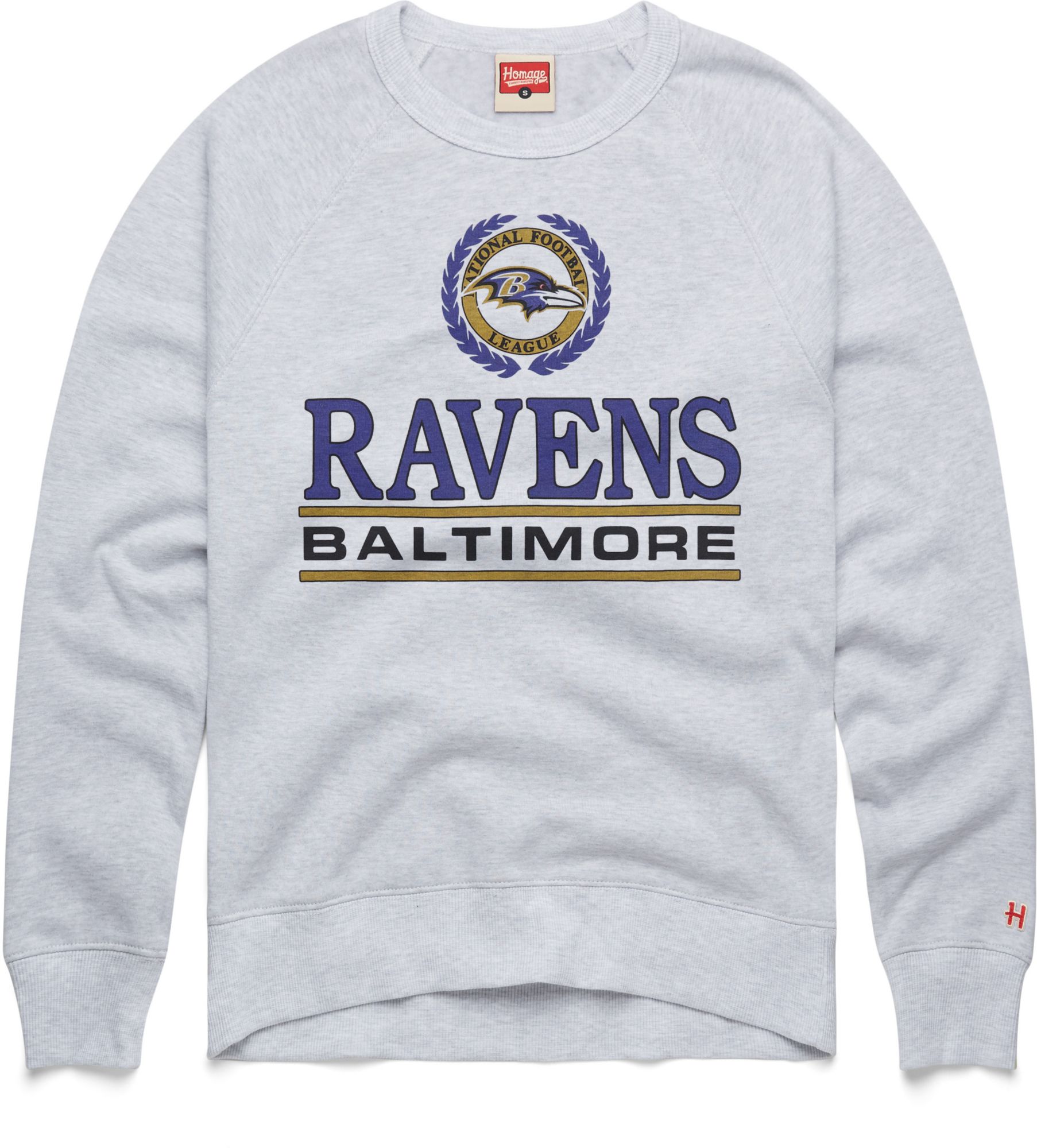 HOMAGE Men's Baltimore Ravens Crest Crewneck Sweatshirt
