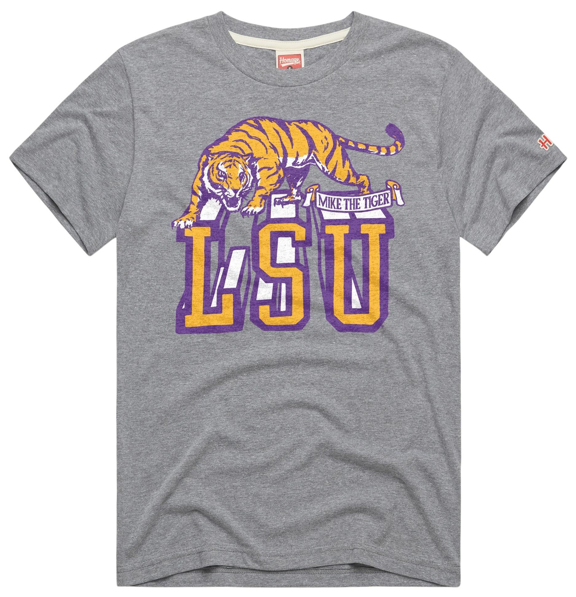 HOMAGE Men's LSU Tigers Grey Block Tiger T-Shirt