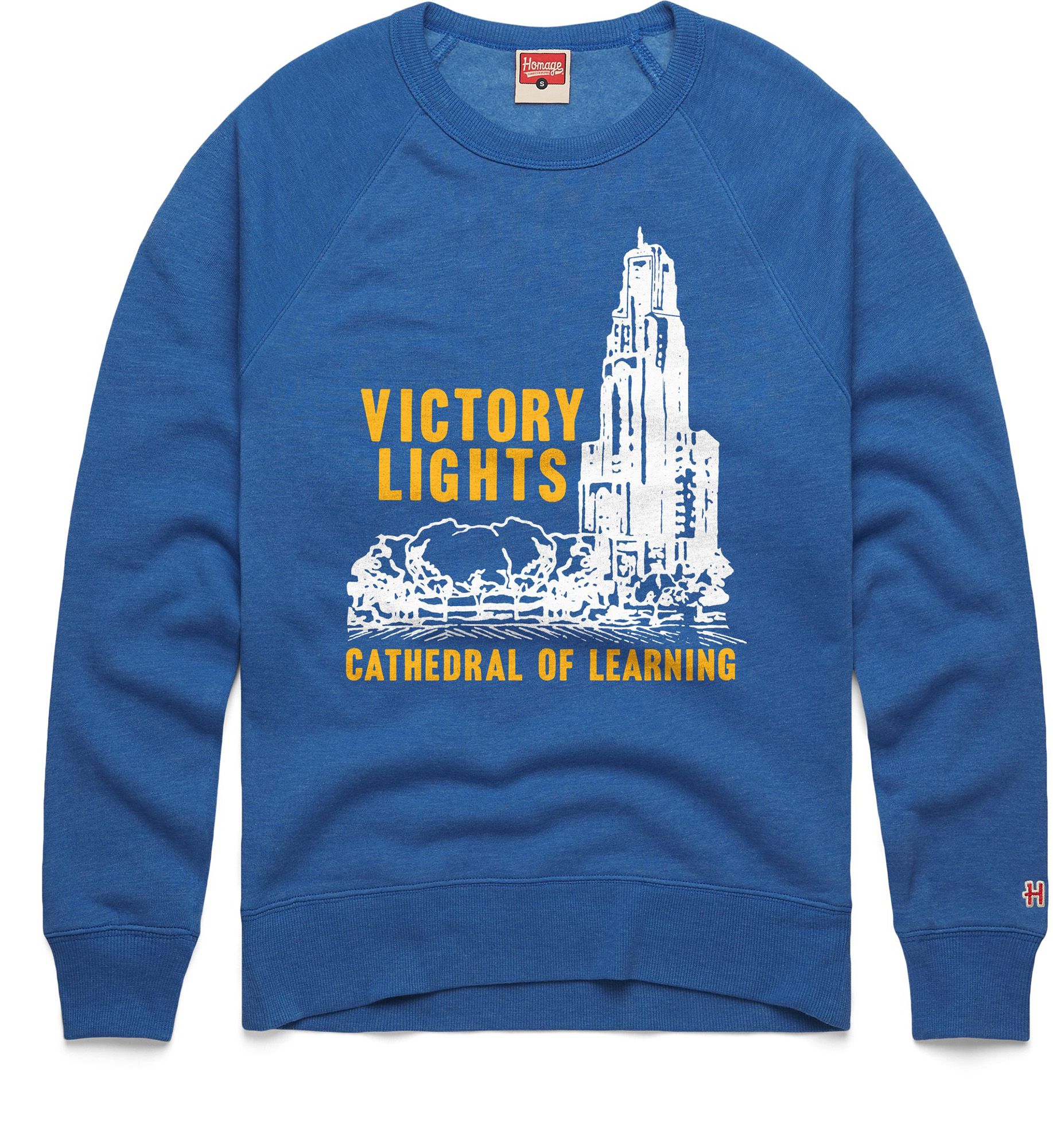 HOMAGE Men's Pitt Panthers Royal Blue Cathedral Crewneck Sweatshirt