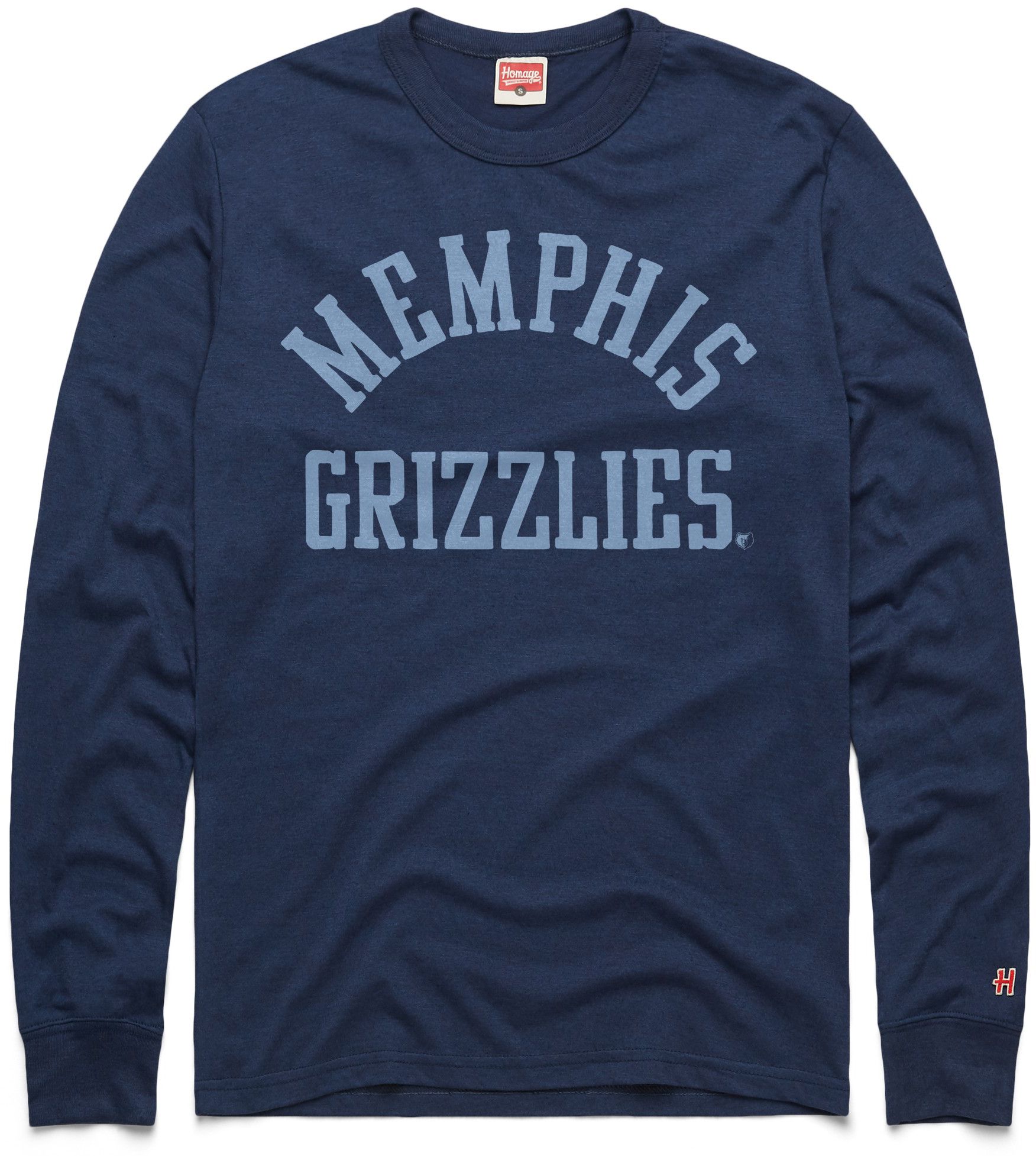 HOMAGE Men's Memphis Grizzlies Navy Classic Wordmark Long Sleeve Shirt