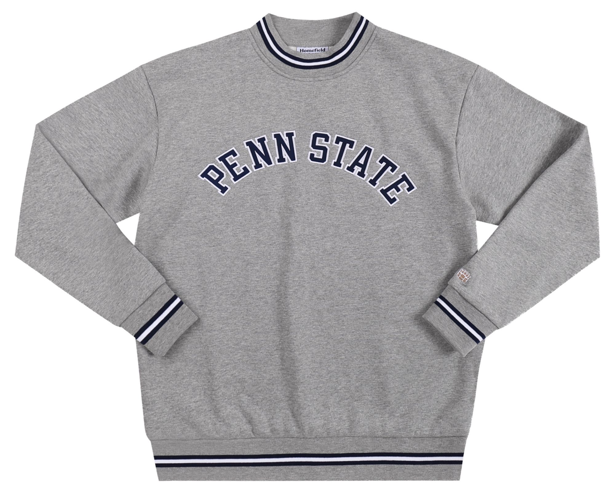 Homefield Men's Penn State Nittany Lions Ash Tri-Stripe Crewneck Sweatshirt