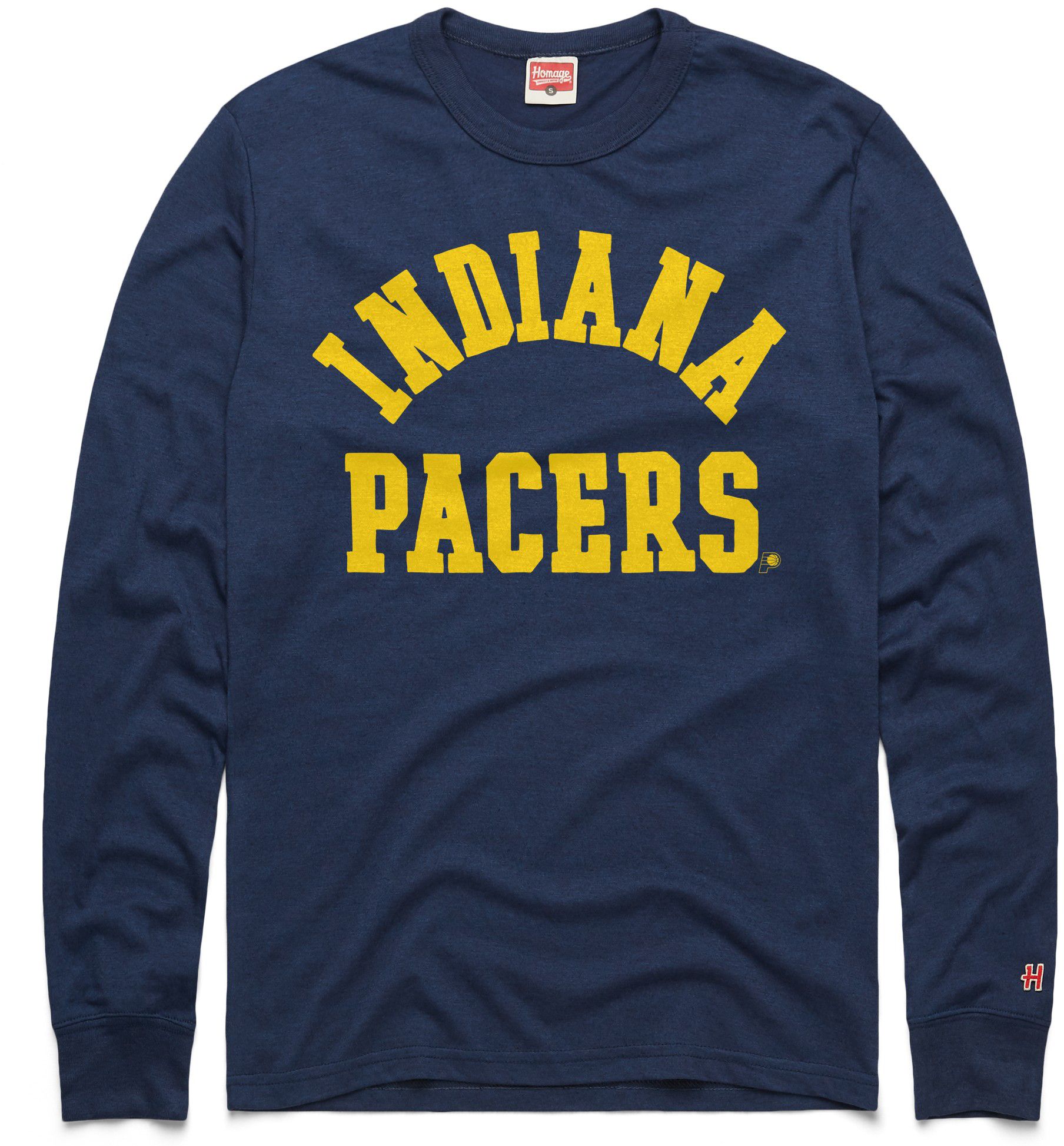 HOMAGE Men's Indiana Pacers Navy Classic Wordmark Long Sleeve Shirt
