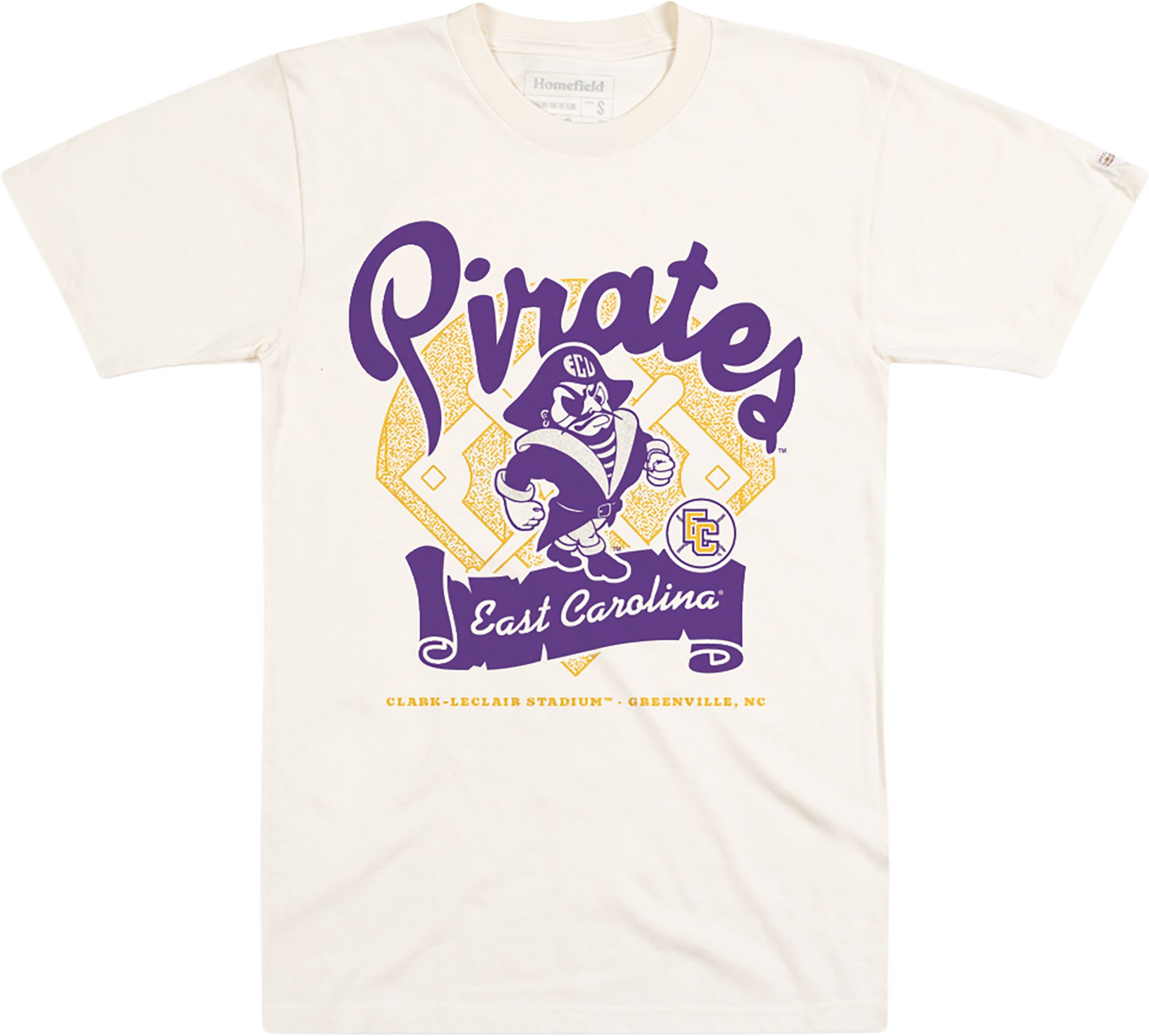 Homefield Men's East Carolina Pirates Cream Baseball Ballpark T-Shirt