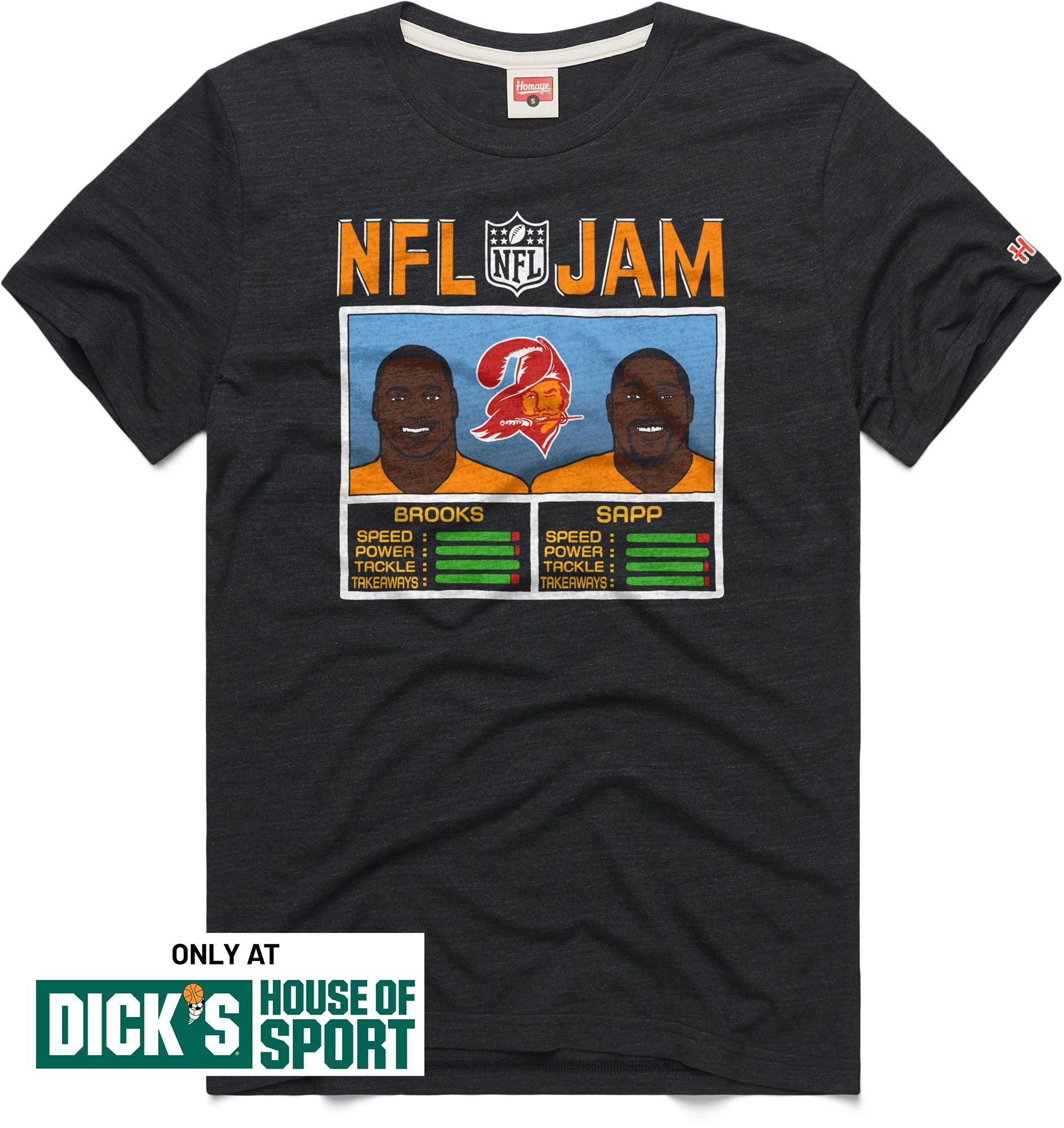 HOMAGE Men's Tampa Bay Buccaneers Derrick Brooks vs Warren Sapp Charcoal Jam T-Shirt