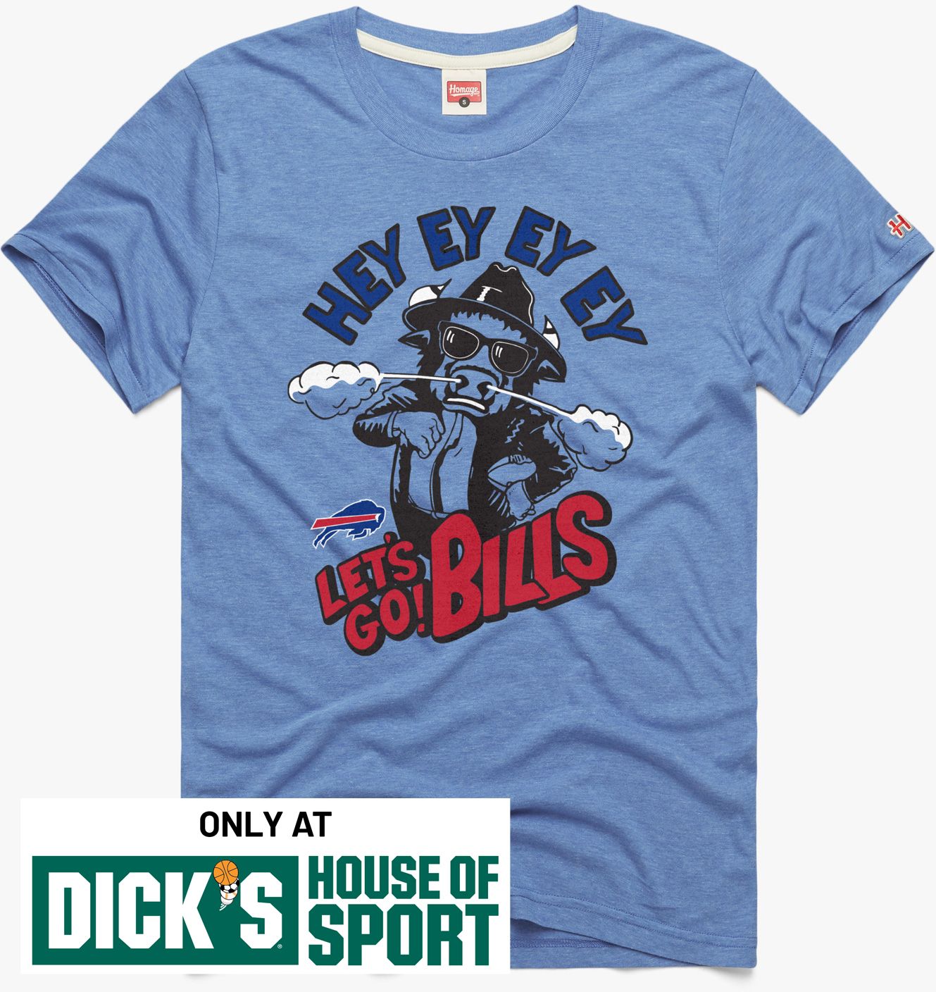 HOMAGE Men's Buffalo Bills Light Blue Hey Hey Hey T-Shirt