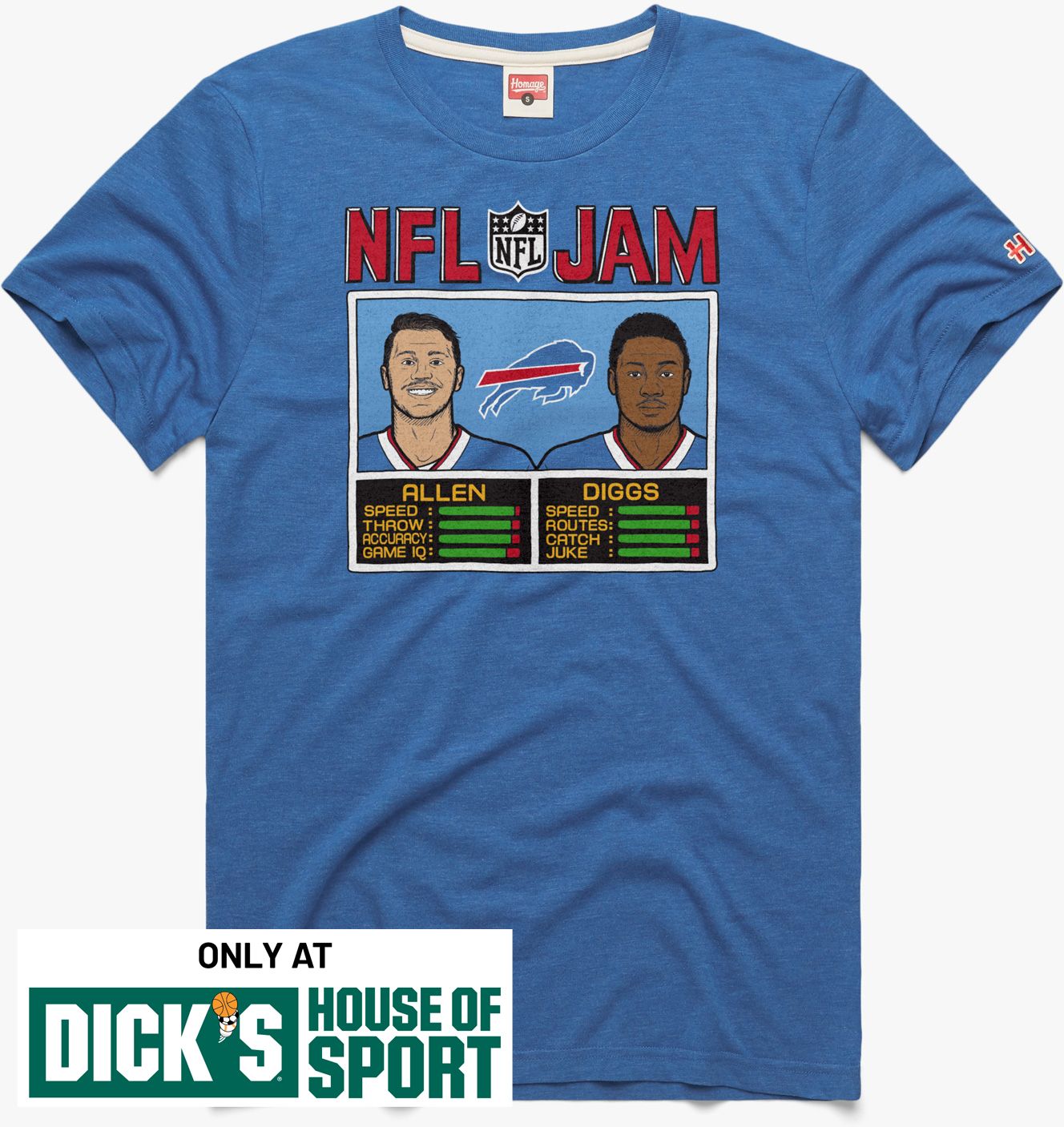 HOMAGE Men's Buffalo Bills Josh Allen vs James Cook Royal Blue Jam T-Shirt