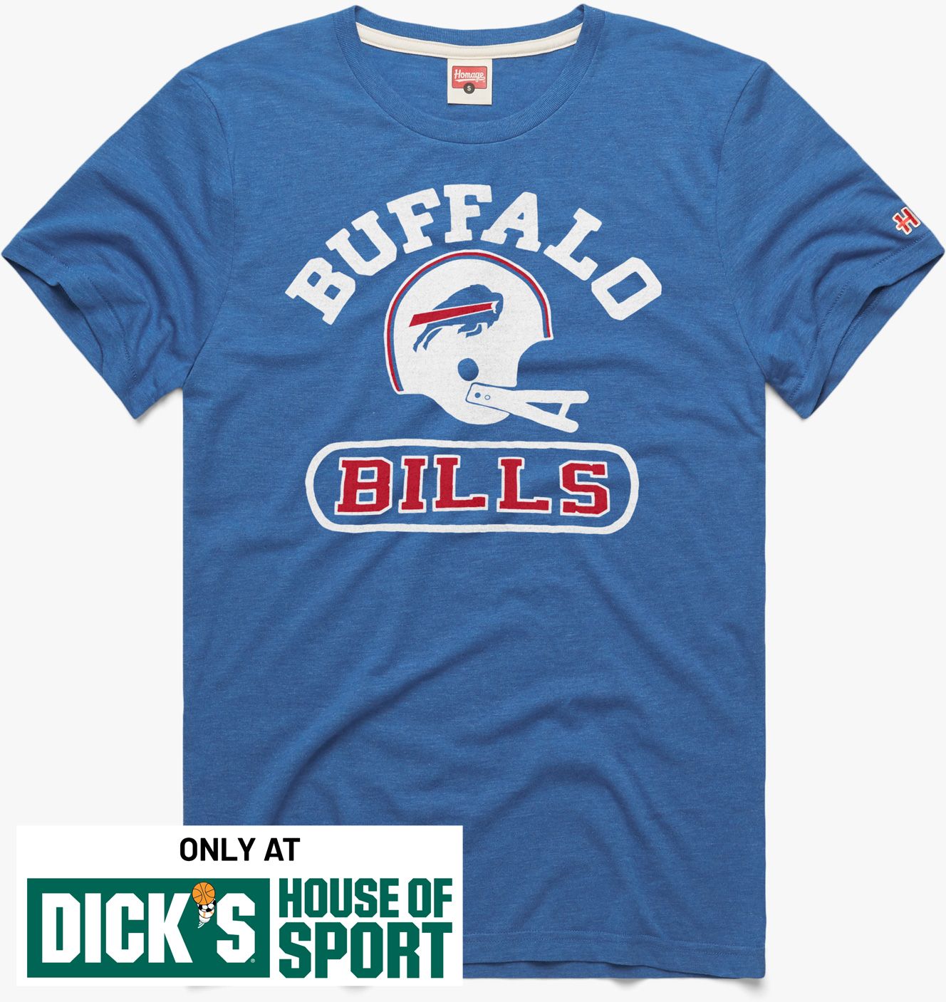 HOMAGE Men's Buffalo Bills Royal Blue Throwback Helmet T-Shirt