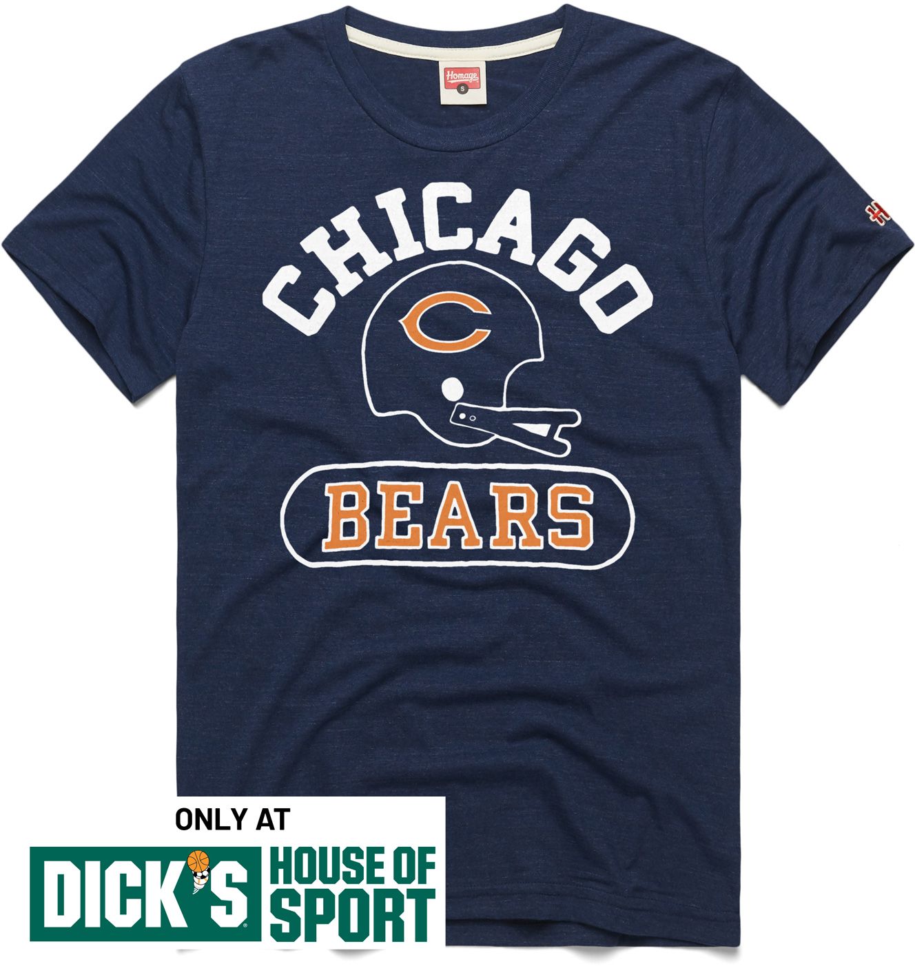 HOMAGE Men's Chicago Bears Navy Throwback Helmet T-Shirt