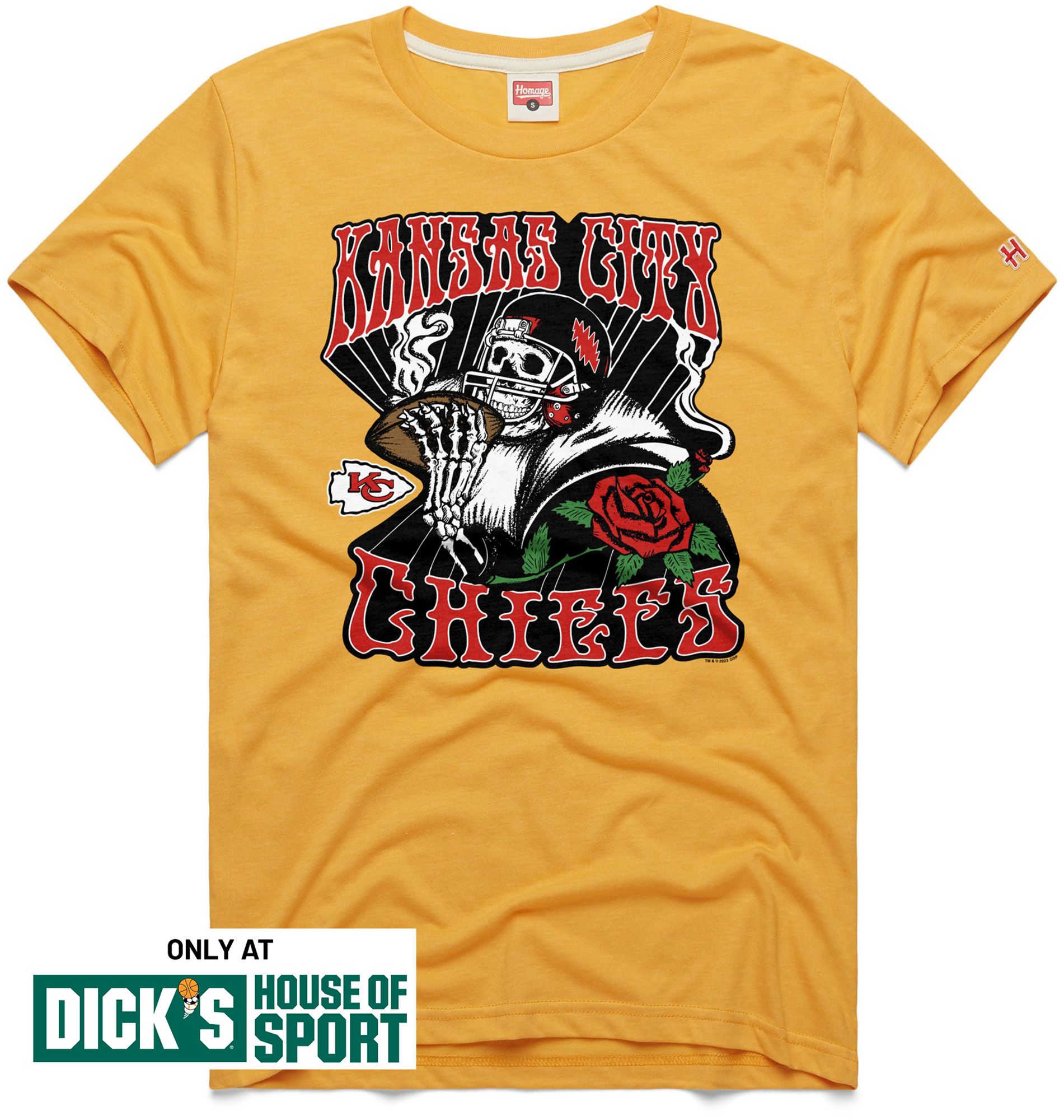 HOMAGE Men's Kansas City Chiefs Gold Grateful Dead T-Shirt