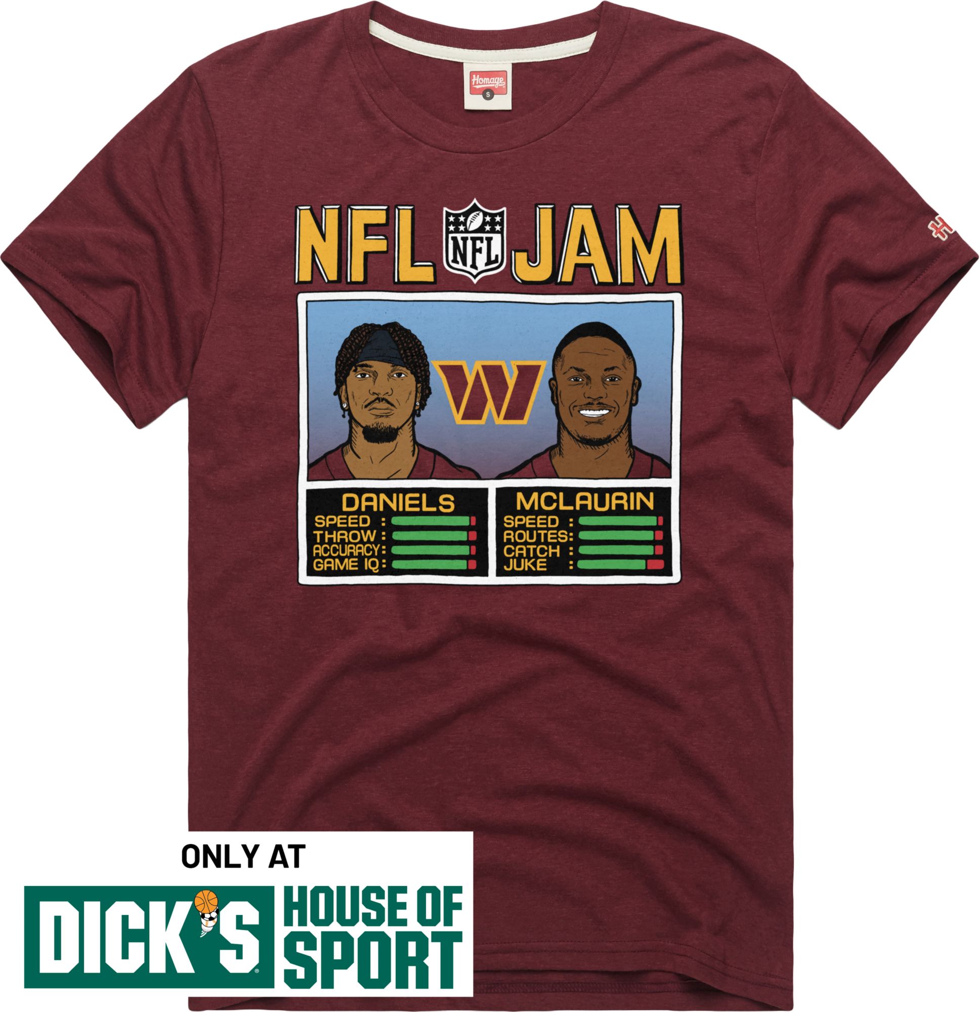 HOMAGE Men's Washington Commanders Jayden Daniels vs Terry McLaurin Wine Jam T-Shirt