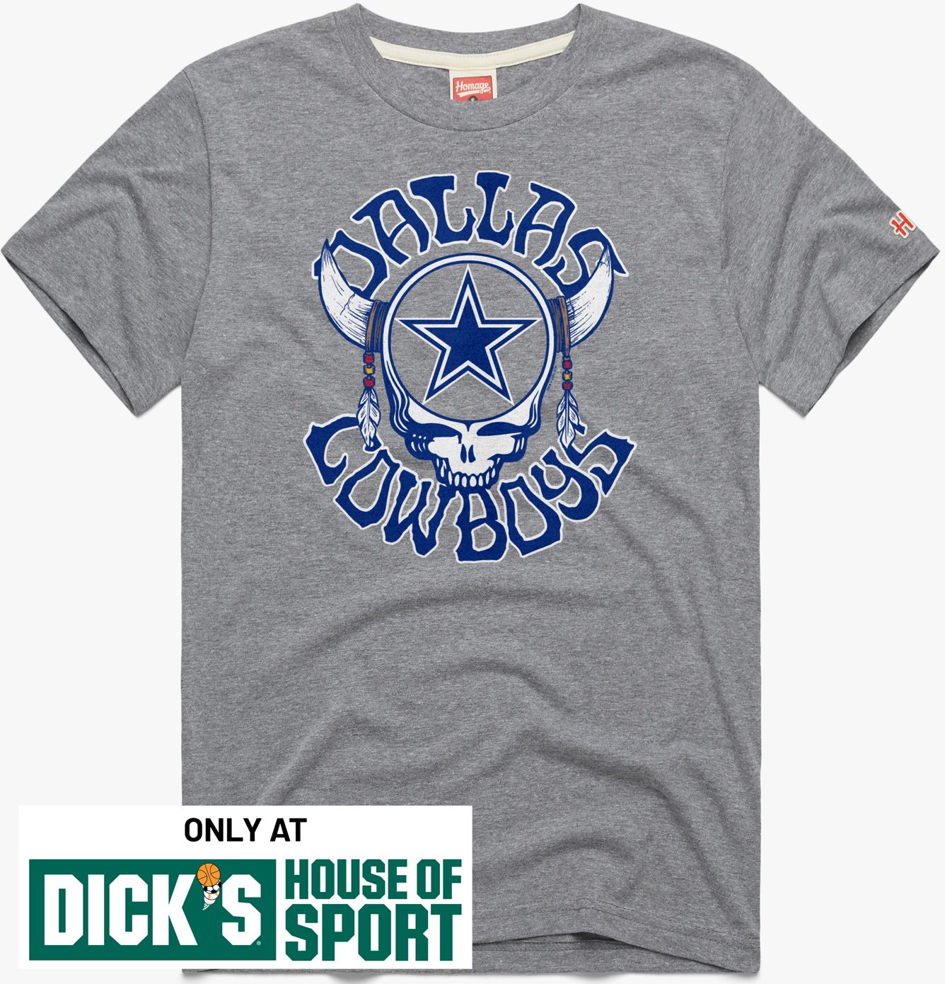 HOMAGE Men's Dallas Cowboys Grey Grateful Dead T-Shirt