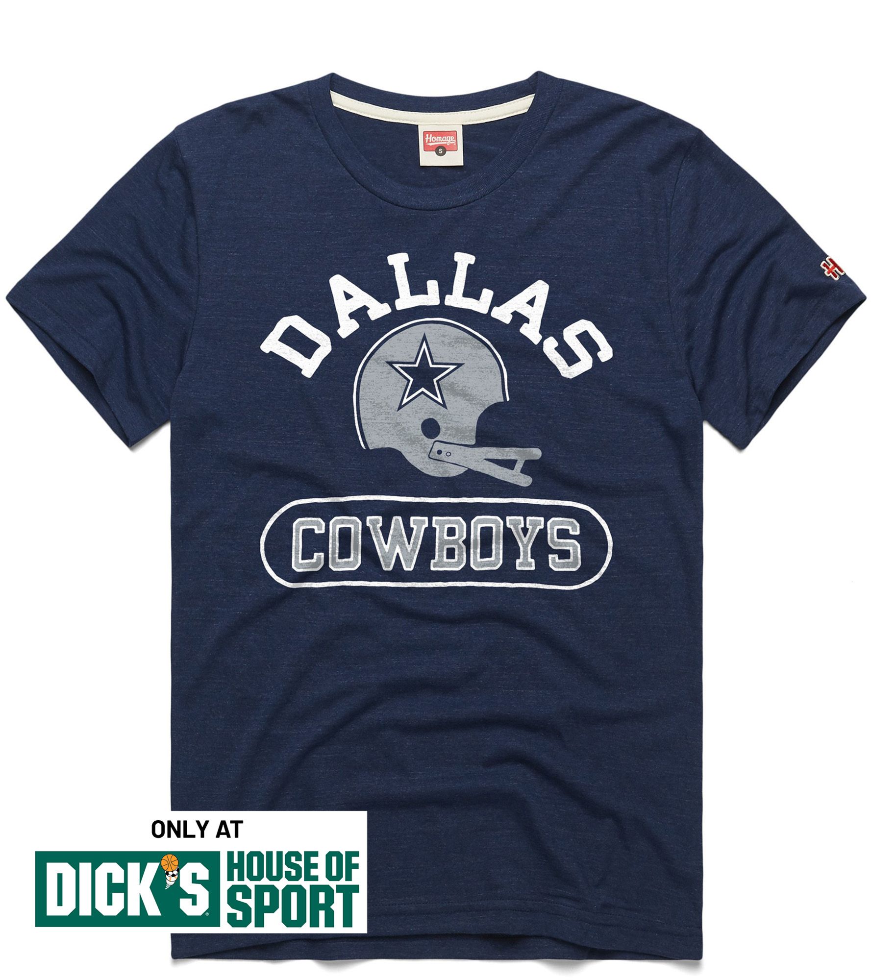 HOMAGE Men's Dallas Cowboys Navy Throwback Helmet T-Shirt