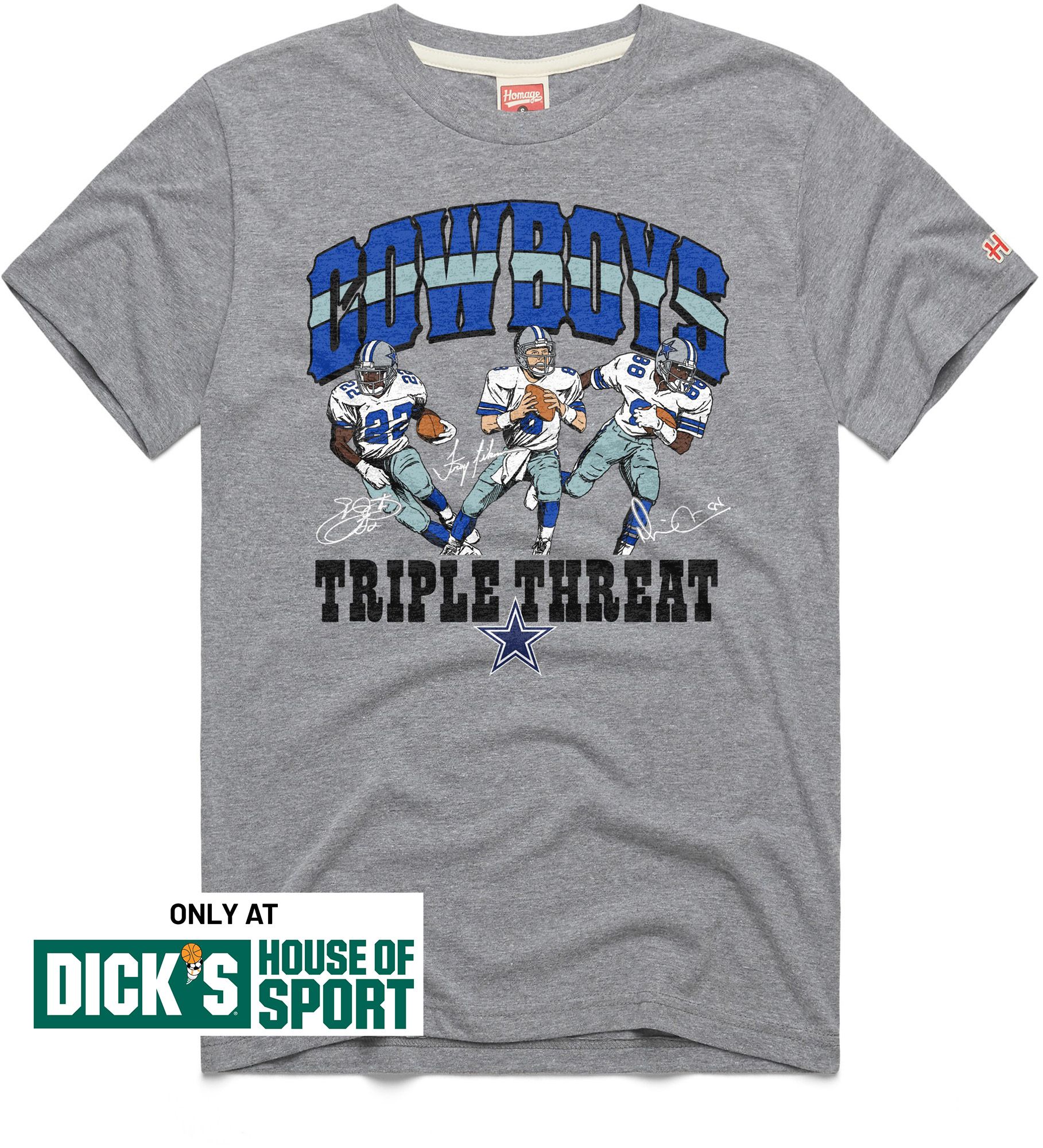 HOMAGE Men's Dallas Cowboys Grey Triple Threat T-Shirt