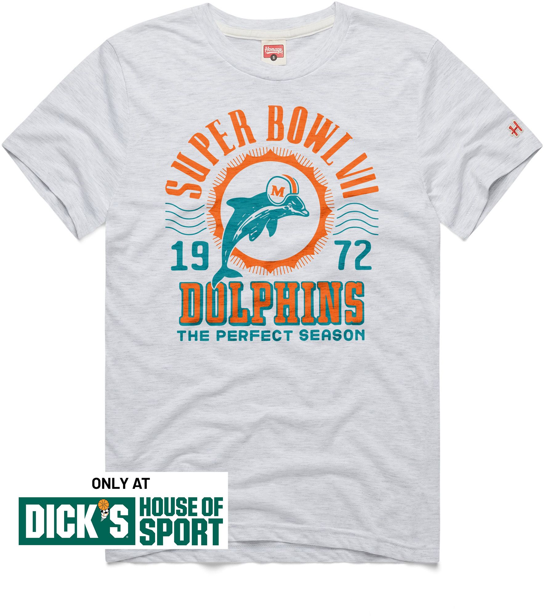 HOMAGE Men's Miami Dolphins Ash 72' Perfect Season T-Shirt