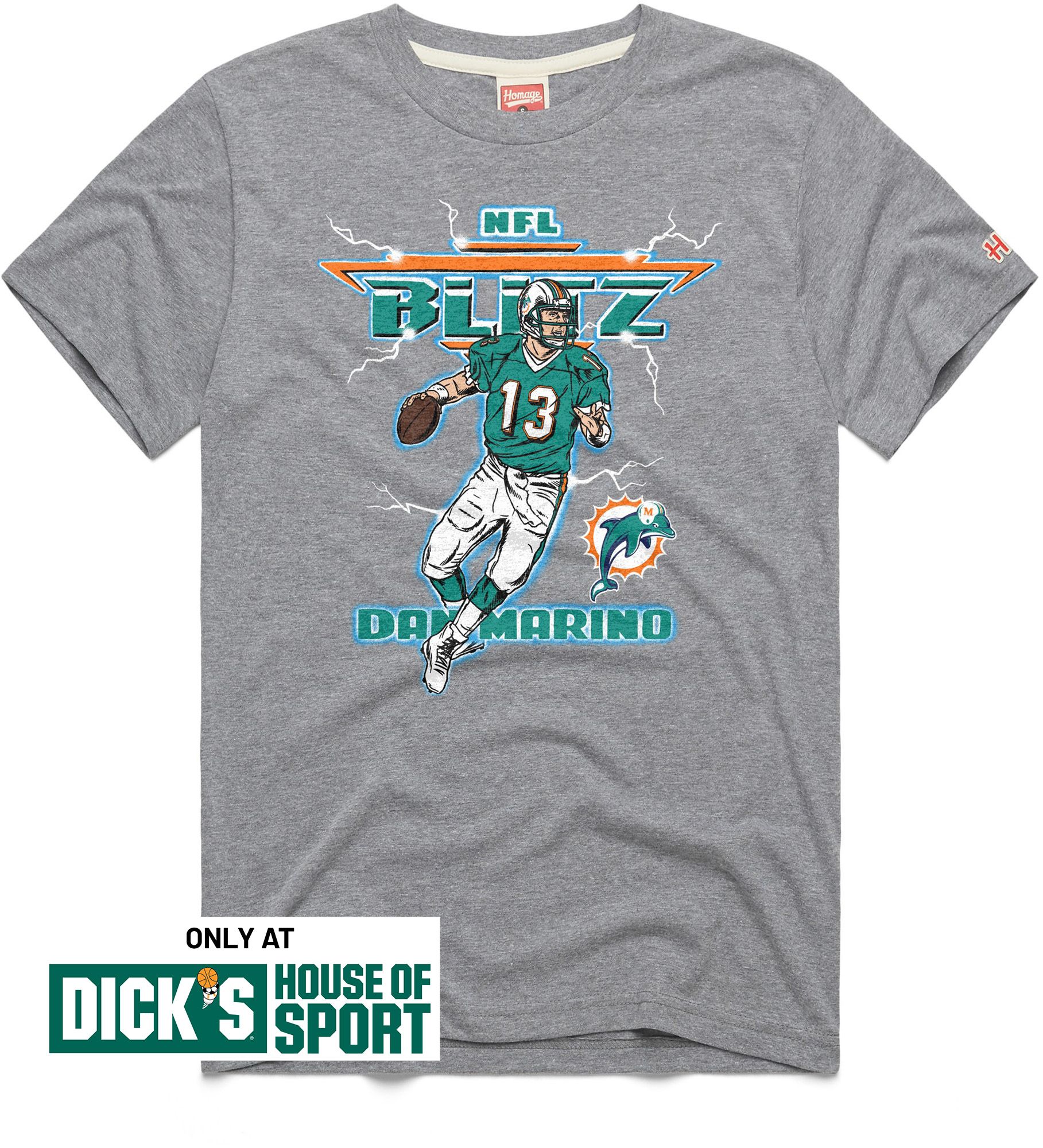 HOMAGE Men's Miami Dolphins Teal Dan Marino Blitz T-Shirt