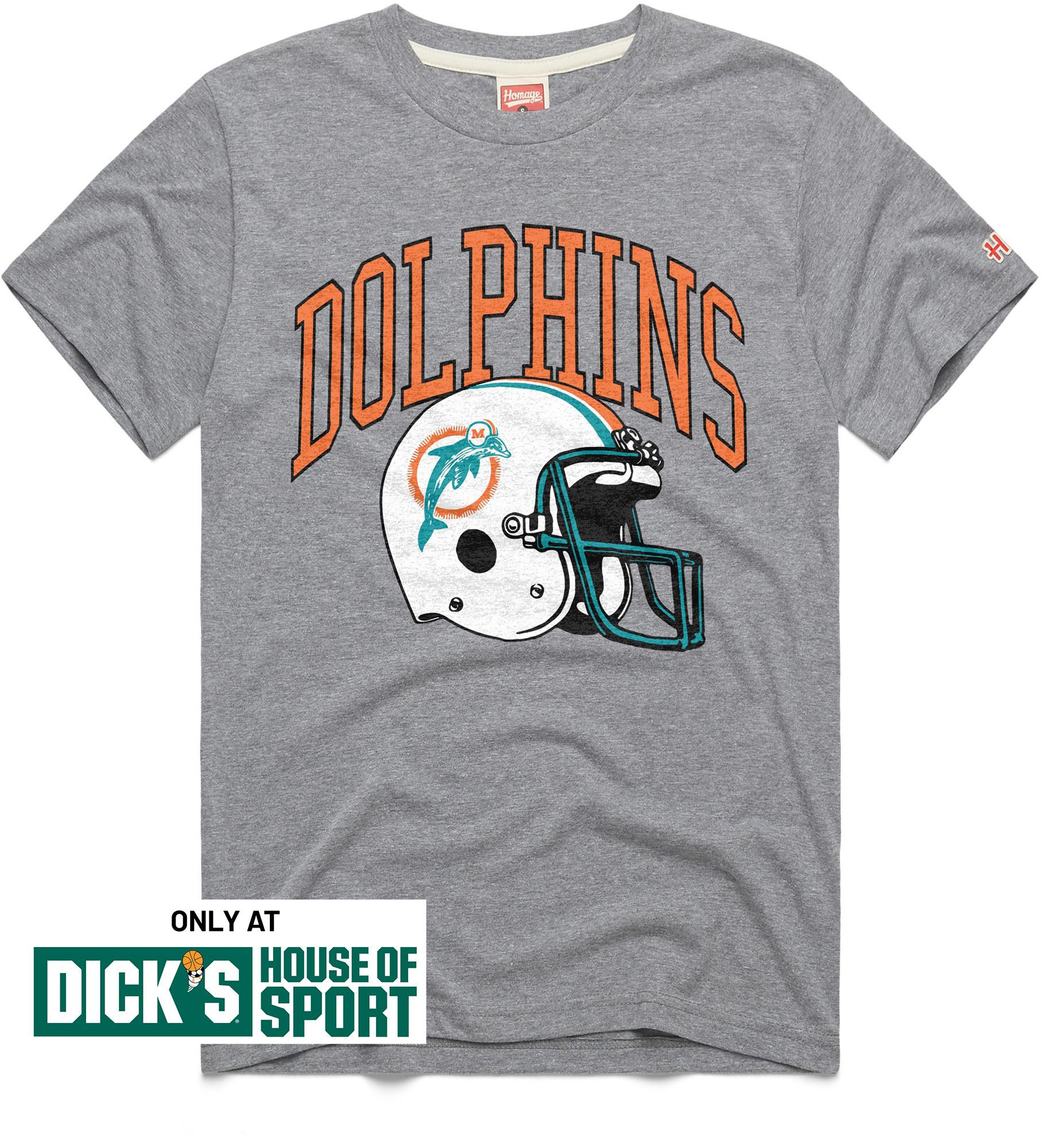 HOMAGE Men's Miami Dolphins Grey Arch Helmet T-Shirt