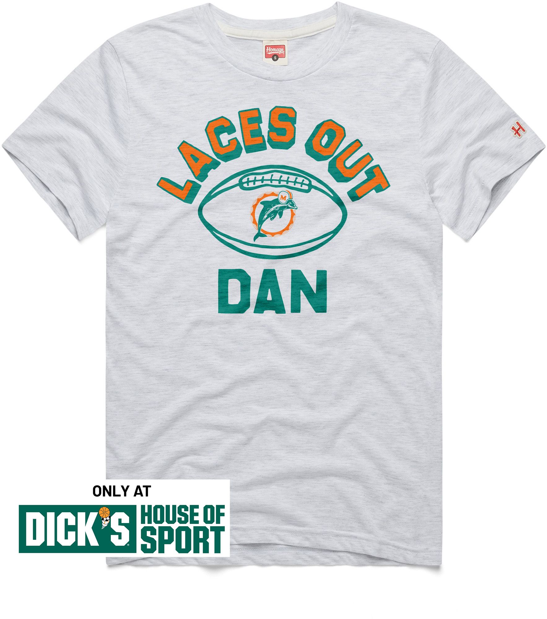 HOMAGE Men's Miami Dolphins Ash Laces Out T-Shirt