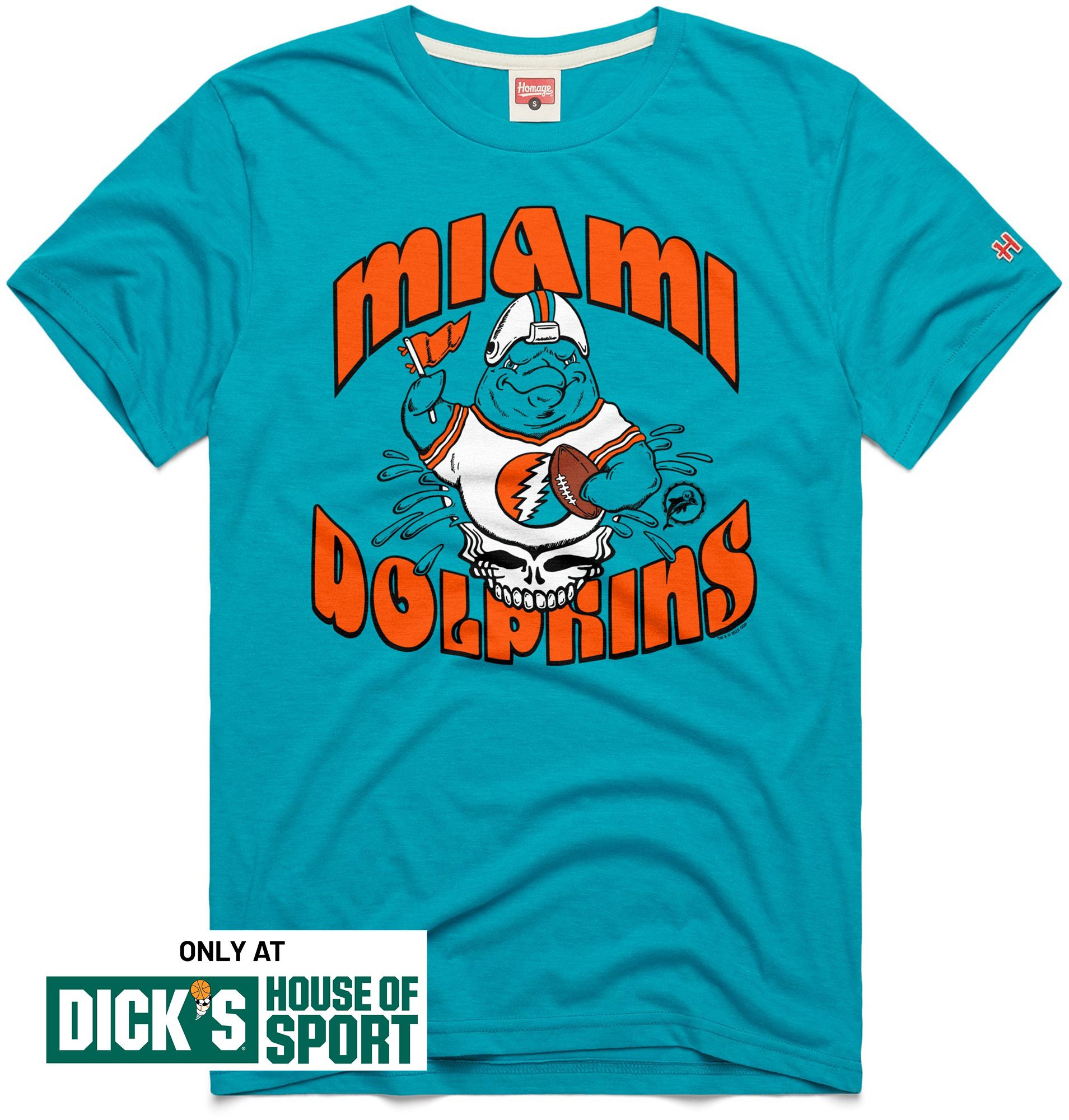 HOMAGE Men's Miami Dolphins Teal Grateful Dead T-Shirt